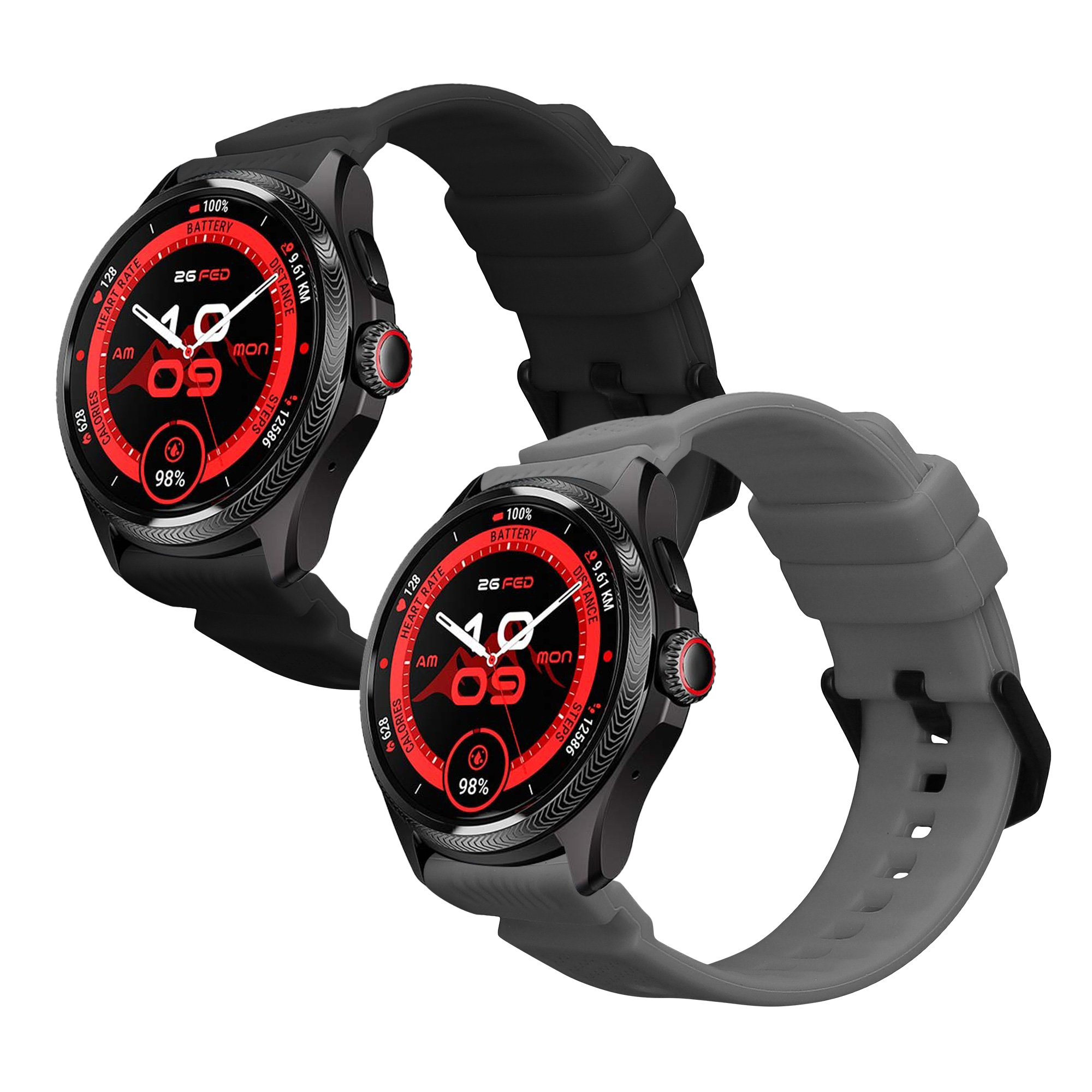 2 ks Řemínek na chytré hodinky Ticwatch Pro 5 Enduro / Pro 5 / Atlas / iTouch Air 3 kwmobile - černá/tmavě šedá