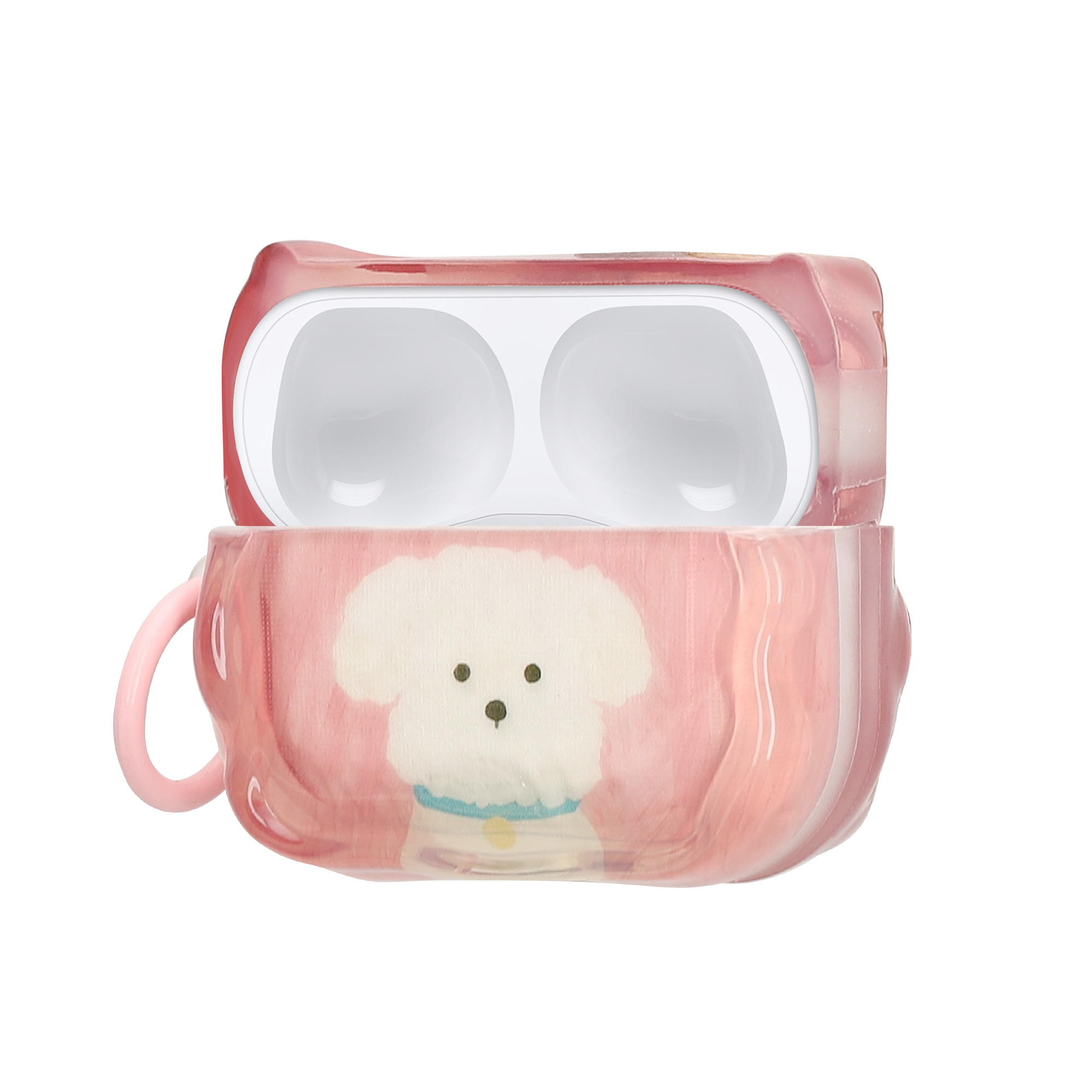 Pouzdro na sluchátka do uší pro Apple Airpods Pro 2 / Pro 1 kwmobile - měkký a odolný motiv bílý teriér