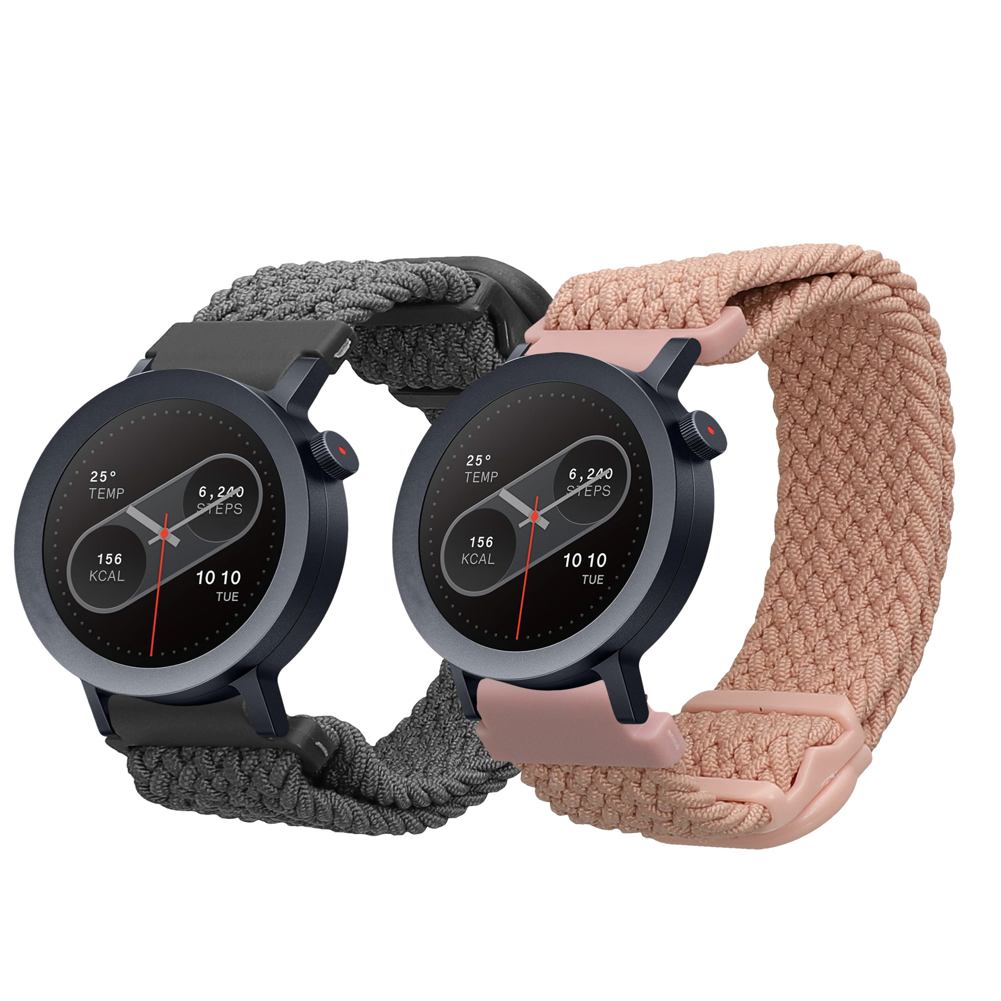 Řemínek na hodinky kwmobile nylonový pro CMF Watch Pro 2 / Watch Pro 1, šedá / starorůžová, 2 ks