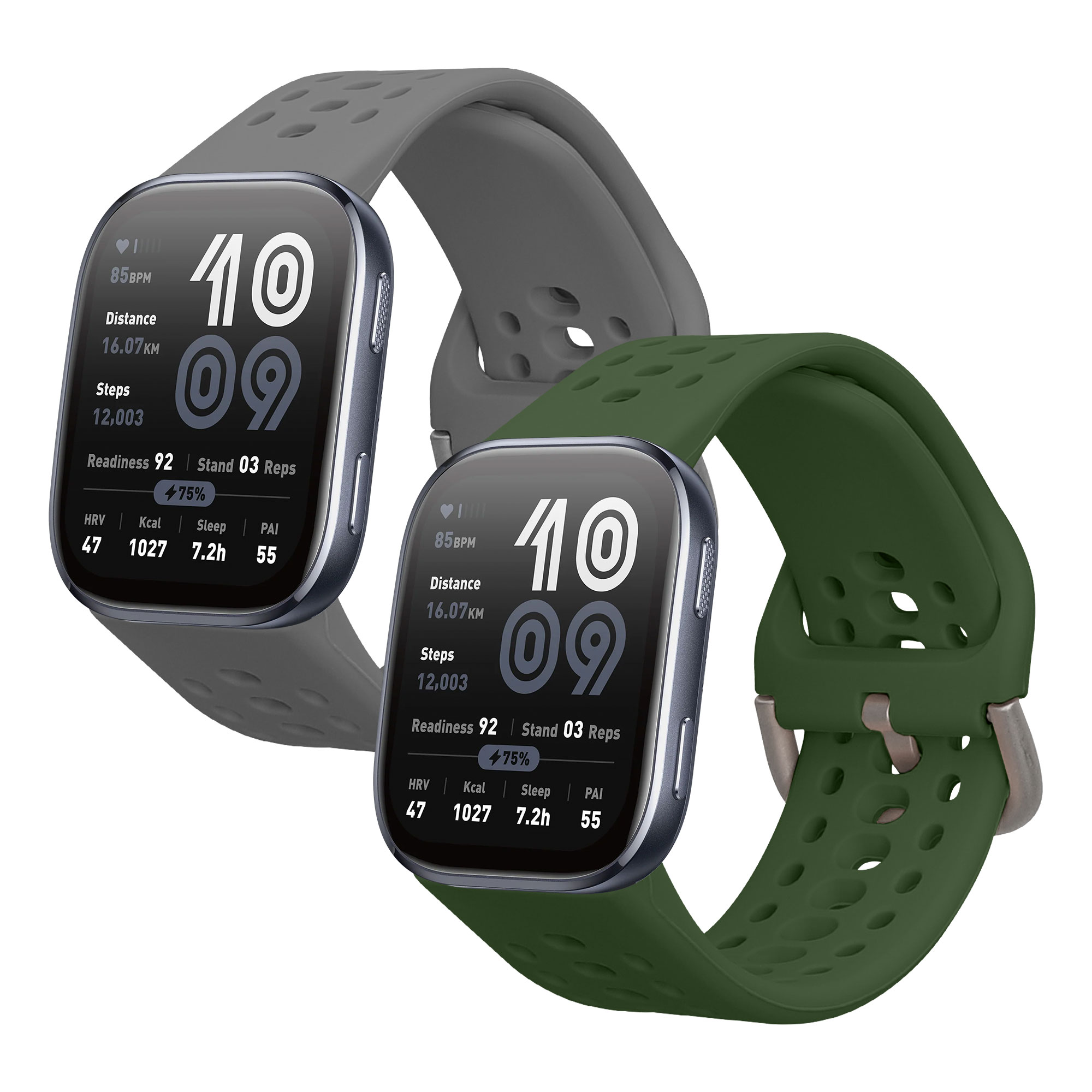 Sada 2 řemínků pro Amazfit Bip 6 kwmobile - tmavě zelená a tmavě šedá