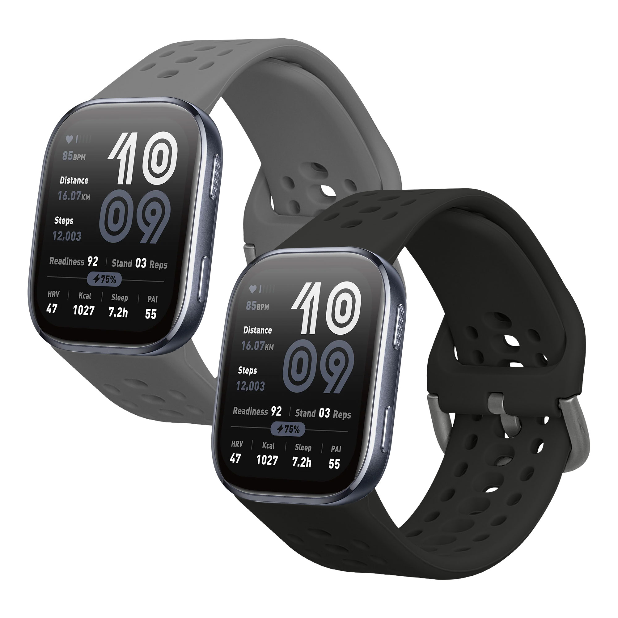 Řemínek 22mm Amazfit Bip 6/Bip 5 Unity/Bip 5/GTS 3/Balance 2... 22mm kwmobile TPU černý/tmavě šedý