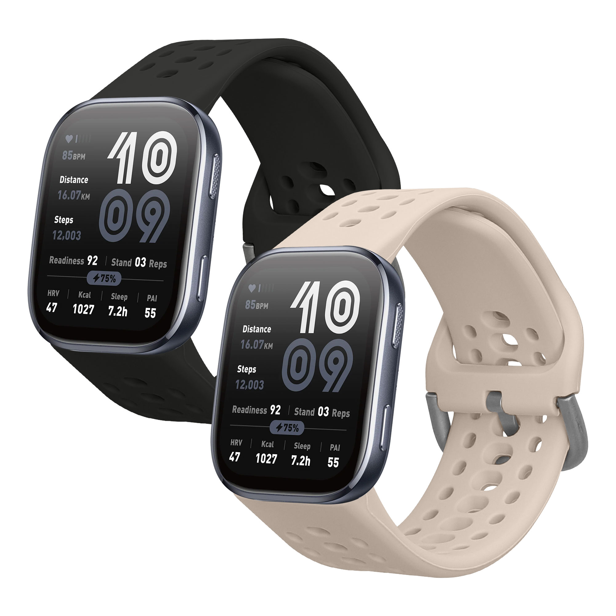 Řemínek 22mm Amazfit Bip 6/Bip 5 Unity/Bip 5/GTS 3/Balance 2... 22mm kwmobile TPU černý/béžový