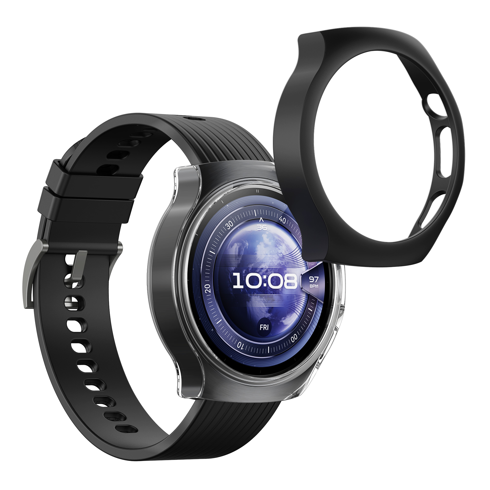 Ochranná fólie hodinky Huawei Watch 5 42mm sada 2 ks černá/průhledná kwmobile