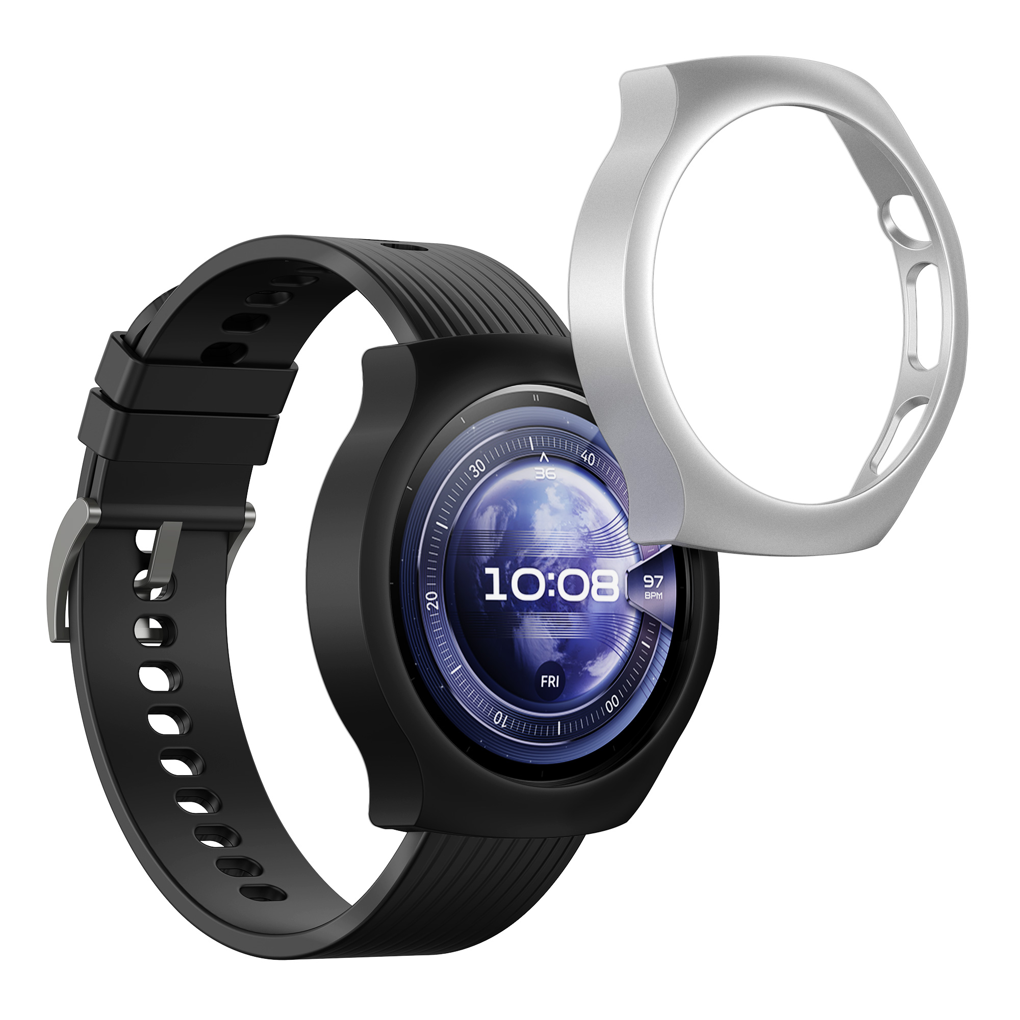 Ochranná fólie hodinky Huawei Watch 5 42mm - Set of 2 Fitness Tracker sada ks černá/stříbrná kwmobile