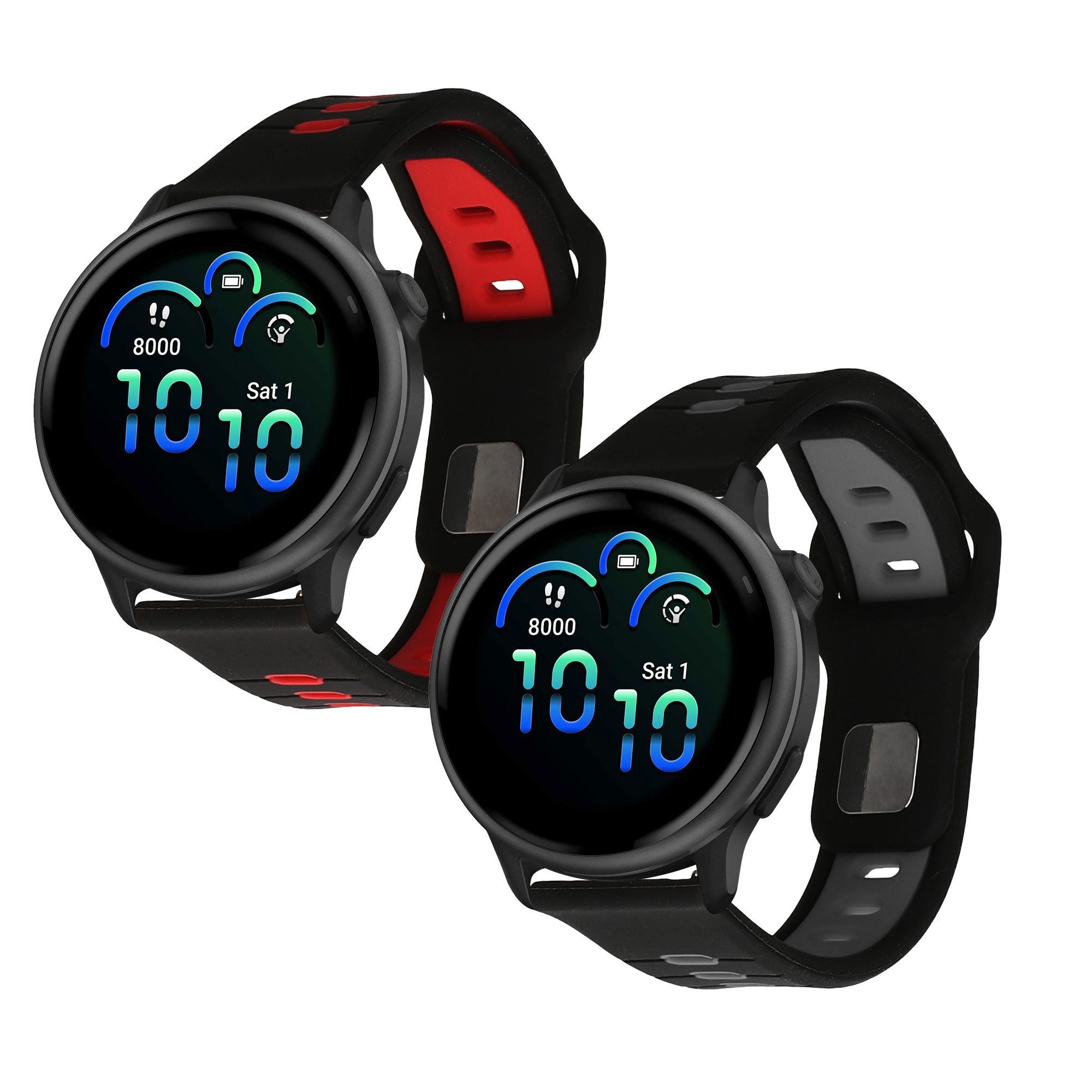 Řemínek kwmobile pro Garmin vivoactive 6 / vivomove Trend / Forerunner 55 - 2 ks, černá / červená / černá / šedá