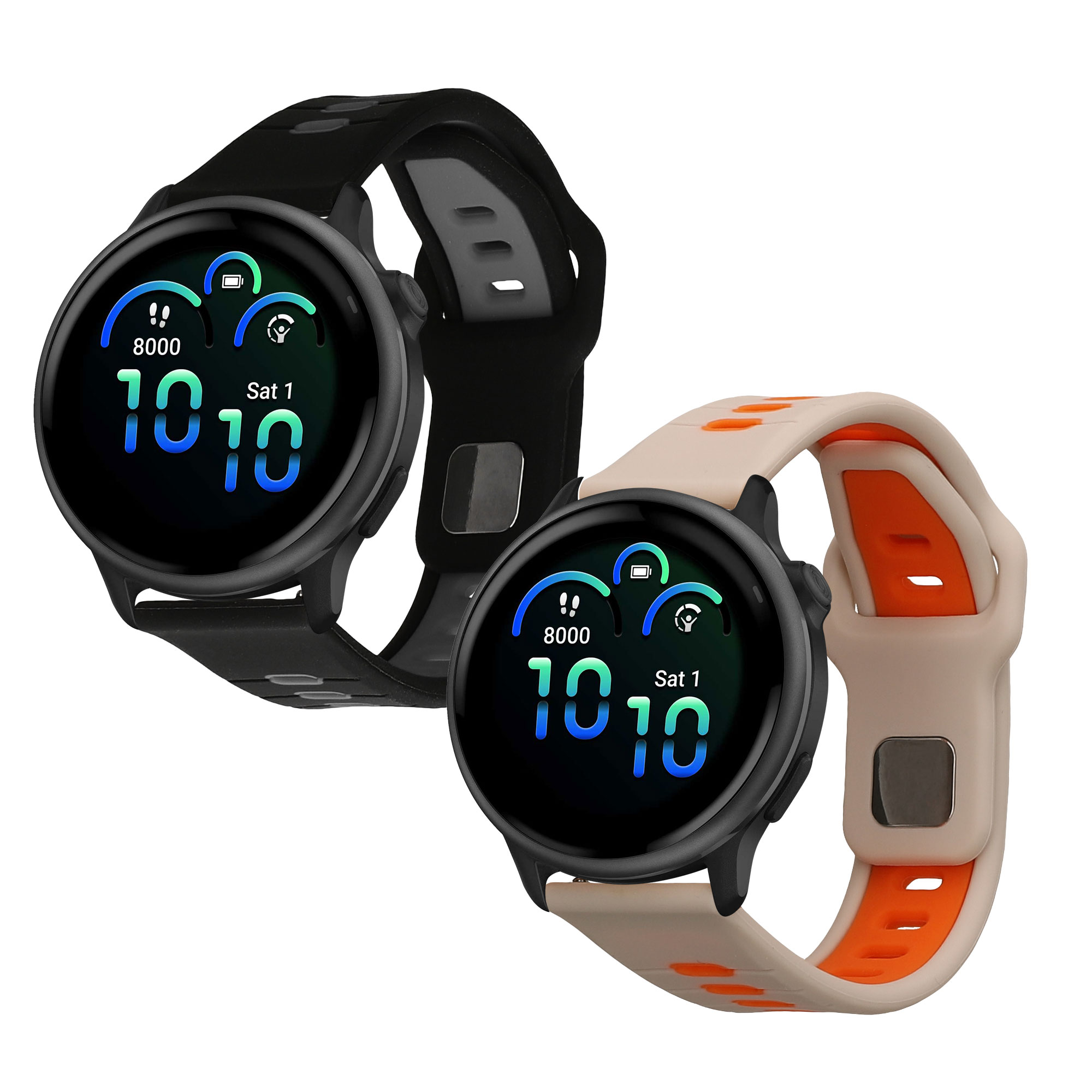 Řemínek kwmobile pro Garmin vivoactive 6 / vivomove Trend / Forerunner 55 - 2 ks, bílá / oranžová / černá / šedá
