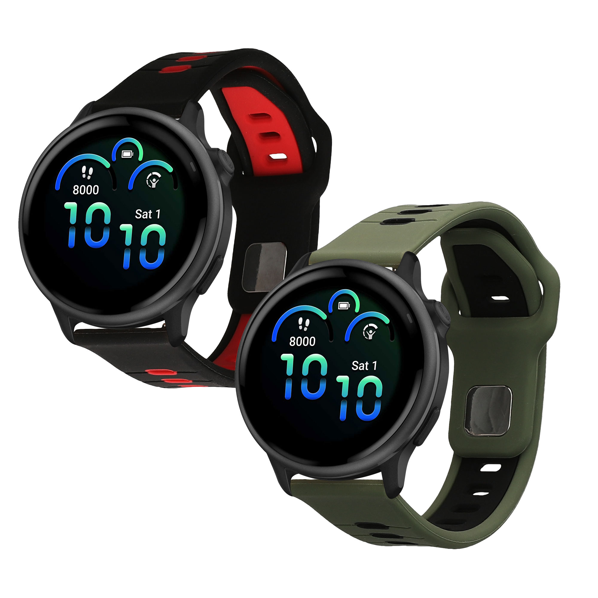 Řemínek kwmobile pro Garmin vivoactive 6 / vivomove Trend / Forerunner 55 - 2 ks, černá / červená / tmavě zelená / černá
