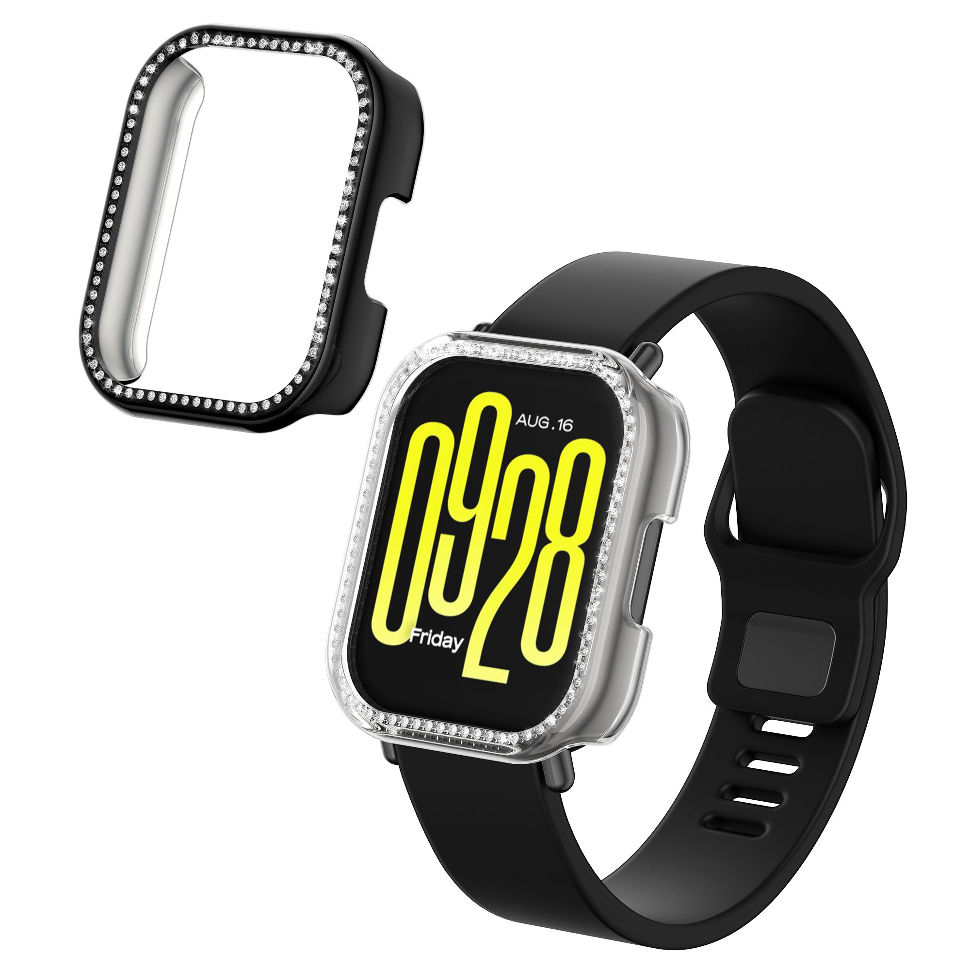 kwmobile ochranný rámeček na chytré hodinky Redmi Watch 5 Lite - transparentní / černá