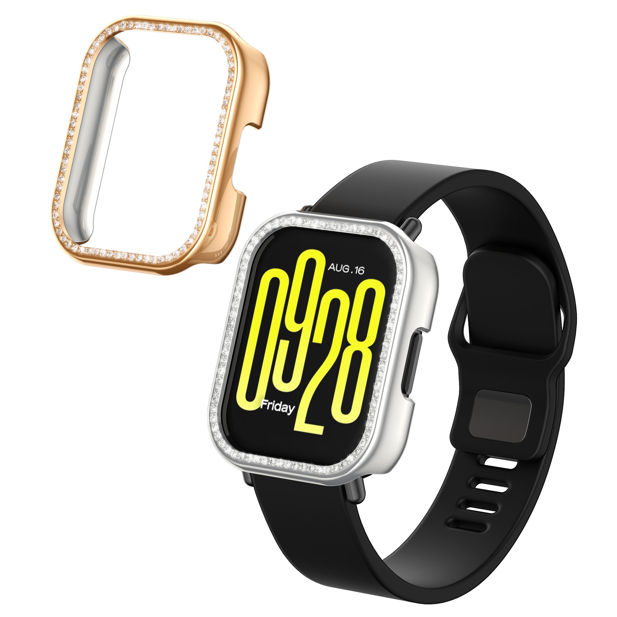 kwmobile ochranný rámeček na chytré hodinky Redmi Watch 5 Lite - stříbrná / růžově zlatá