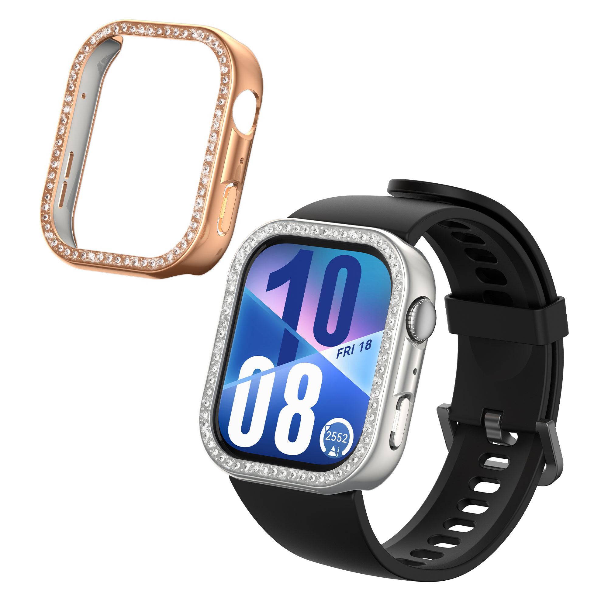 Glitter rámeček hodinky Huawei Watch Fit 4 třpytivý sada 2 ks stříbrná/růžovo-zlatá kwmobile