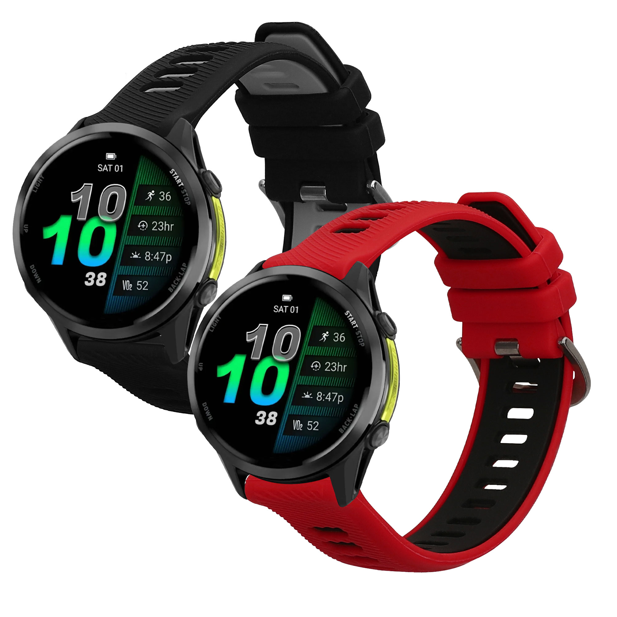 Řemínek Garmin Forerunner 970 / Foreru kwmobile silikon 2 ks černá / šedá