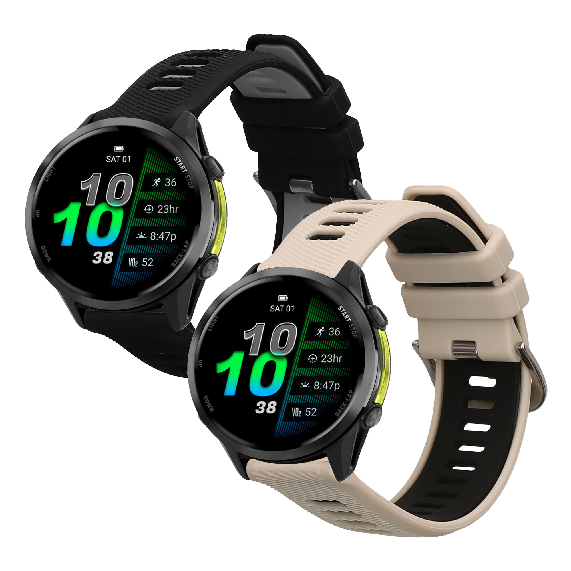 Řemínek Garmin Forerunner 970 / Foreru kwmobile silikon 2 ks béžová / čer