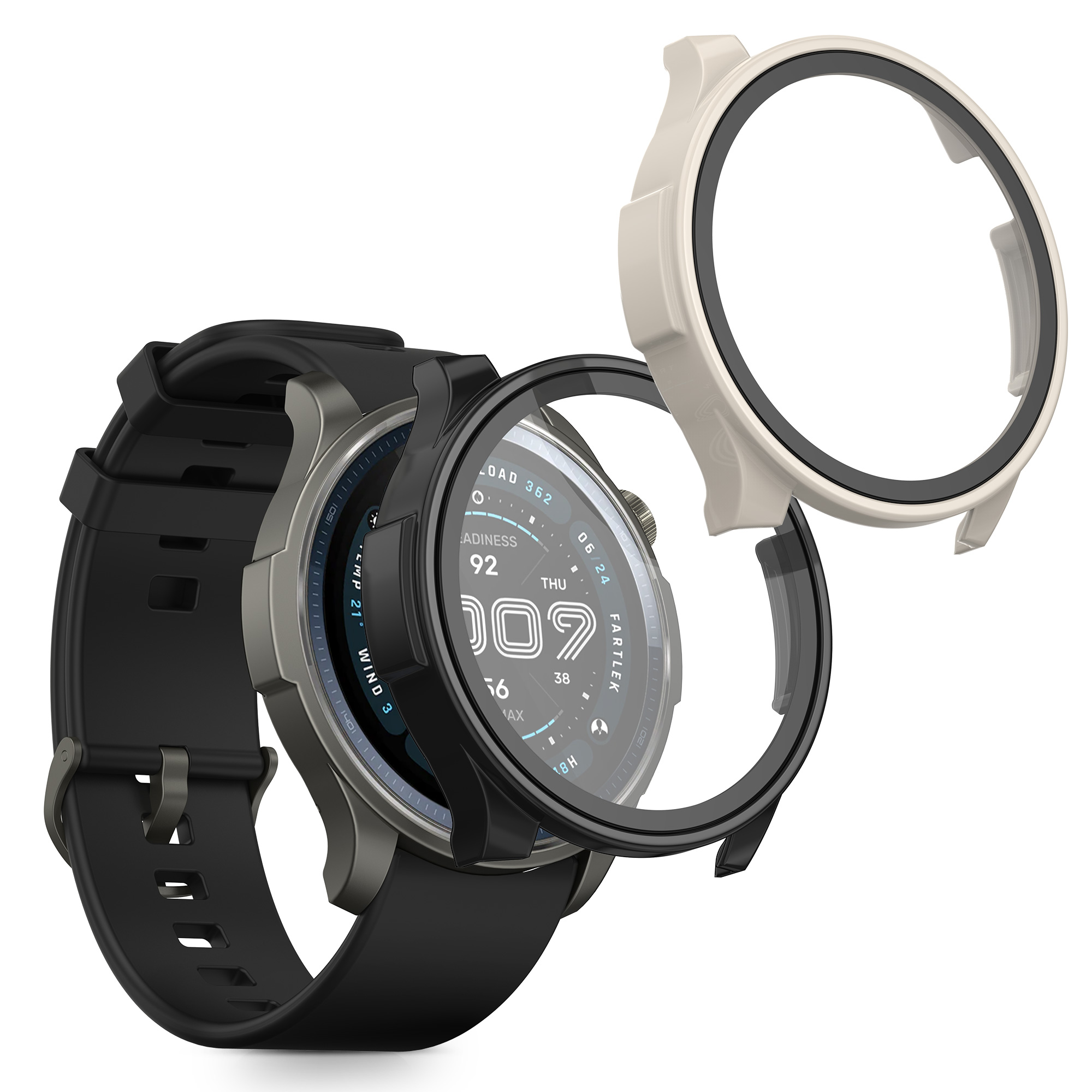 Sada 2 krytů s ochranou displeje pro Amazfit Balance 2 A2429 kwmobile - černá a bílá