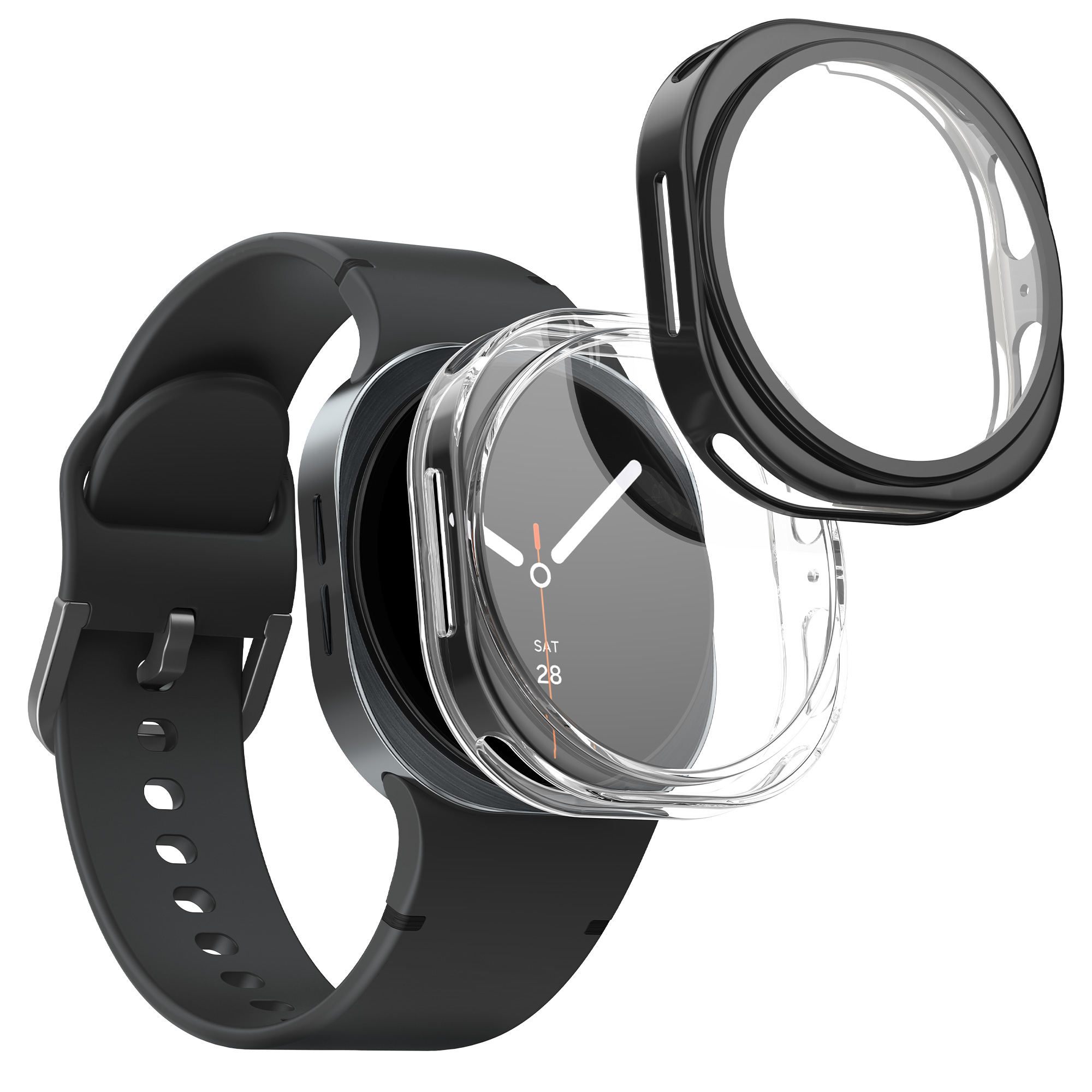 2x Ochranná fólie na hodinky Galaxy Watch 8 (44mm) kwmobile transparentní/černý