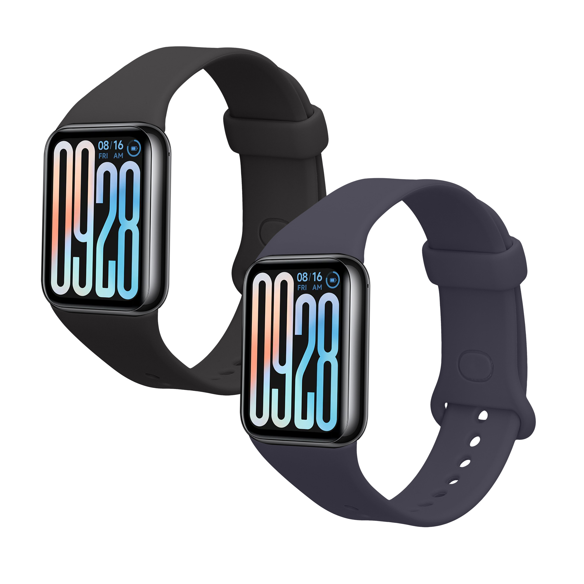 Silikonové řemínky pro Xiaomi Smart Band 8 Pro / Smart Band 9 Pro, 2 ks kwmobile ‑ černá / tmavě modrá