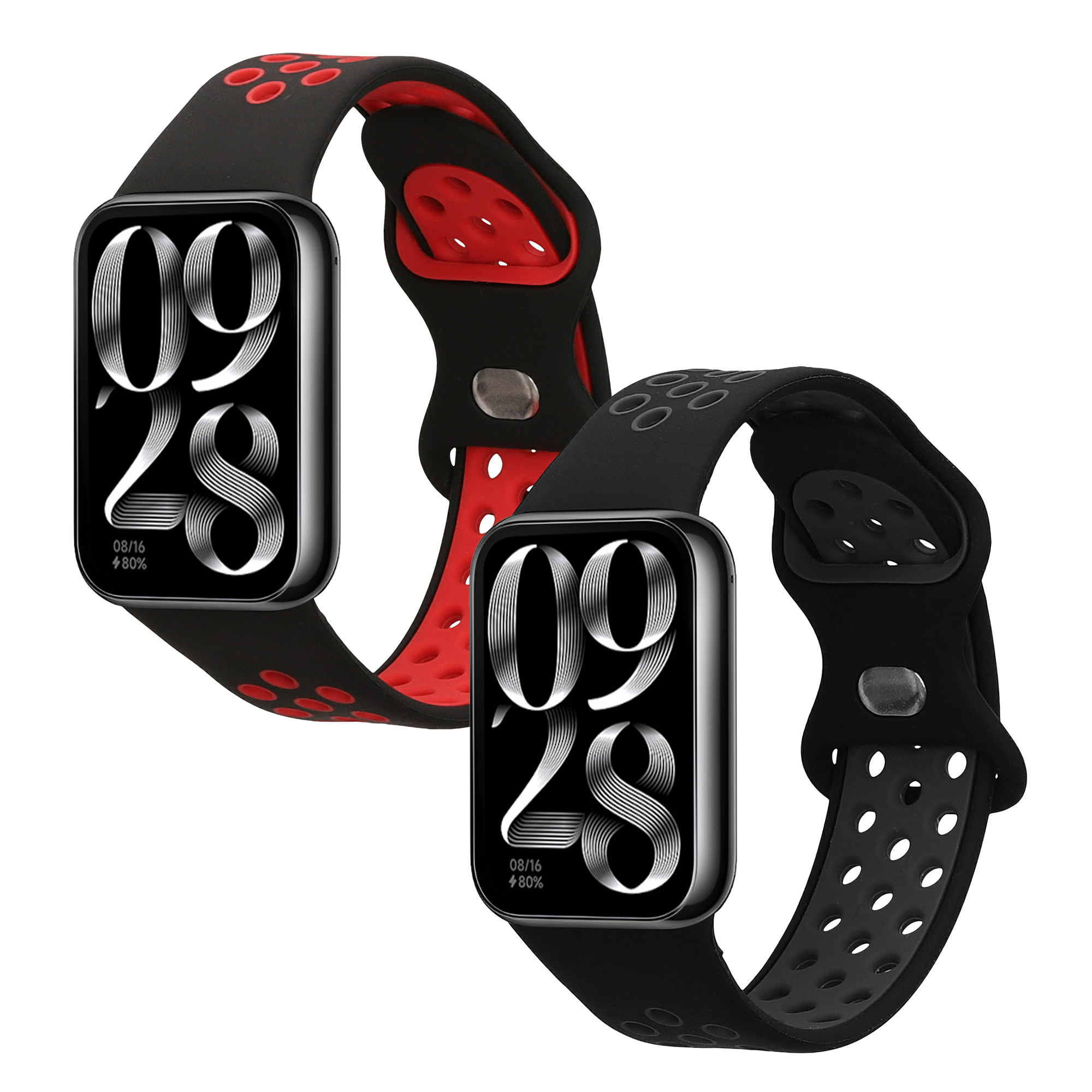 Řemínky pro Xiaomi Smart Band 8 Pro / Band 9 Pro / Redmi Watch 5 / Redmi Watch 4 kwmobile silikonové - černá / šedá / černá / červená