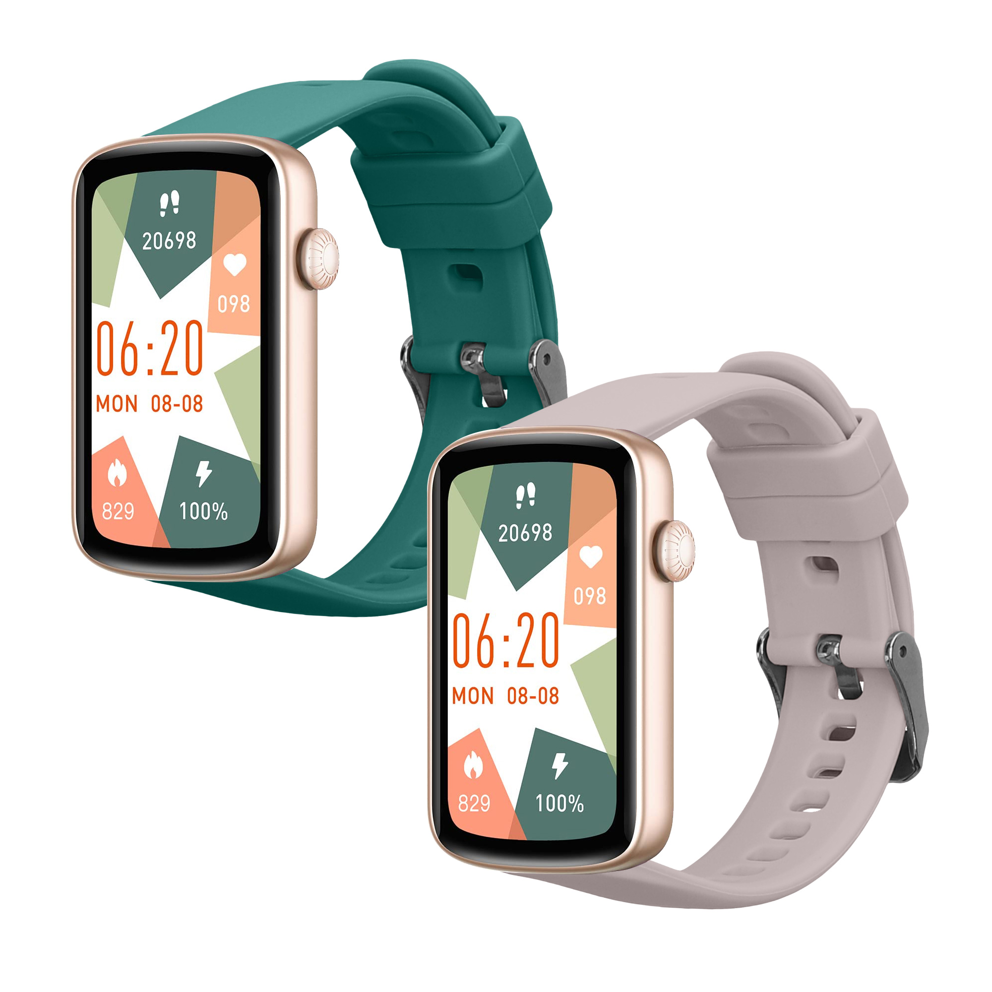 Řemínky pro SHANG WING L2 kwmobile silikonové - tmavě zelená / levandulová