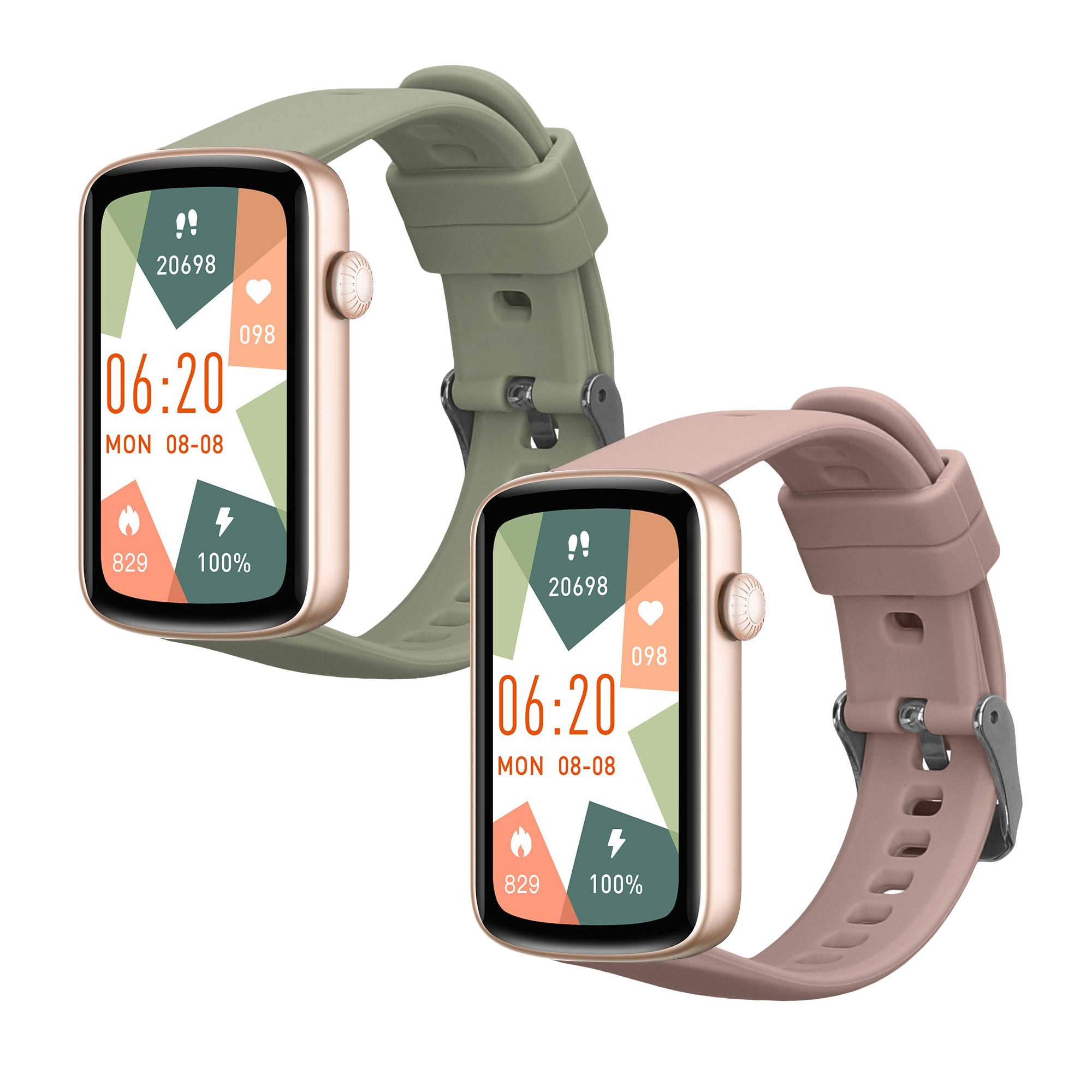 Řemínky pro SHANG WING L2 kwmobile silikonové - pastelově zelená / starorůžová
