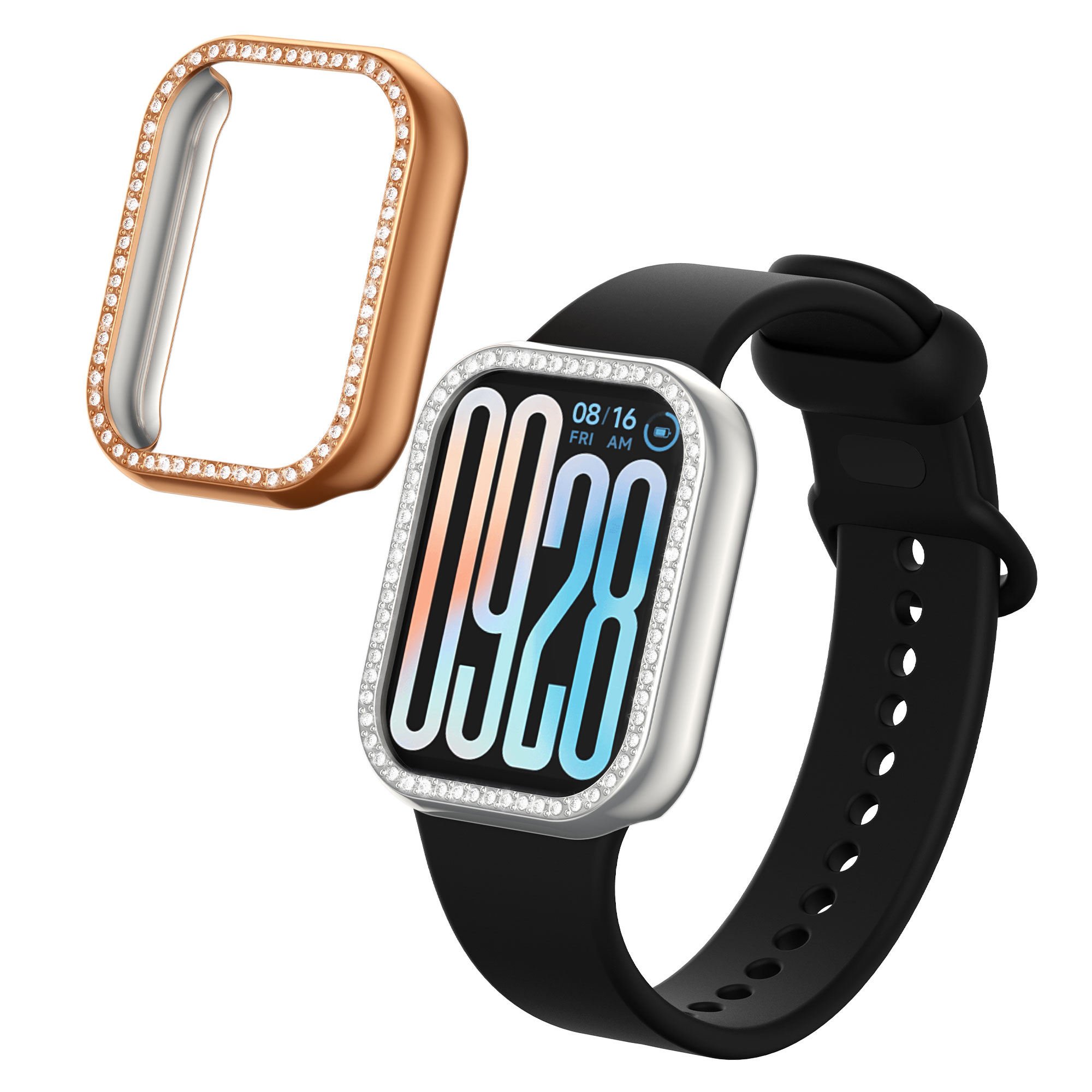 2x Příslušenství Xiaomi Smart Band 9 Pro Frame Protector (Set of 2) kwmobile - stříbrná / růžově zlatá