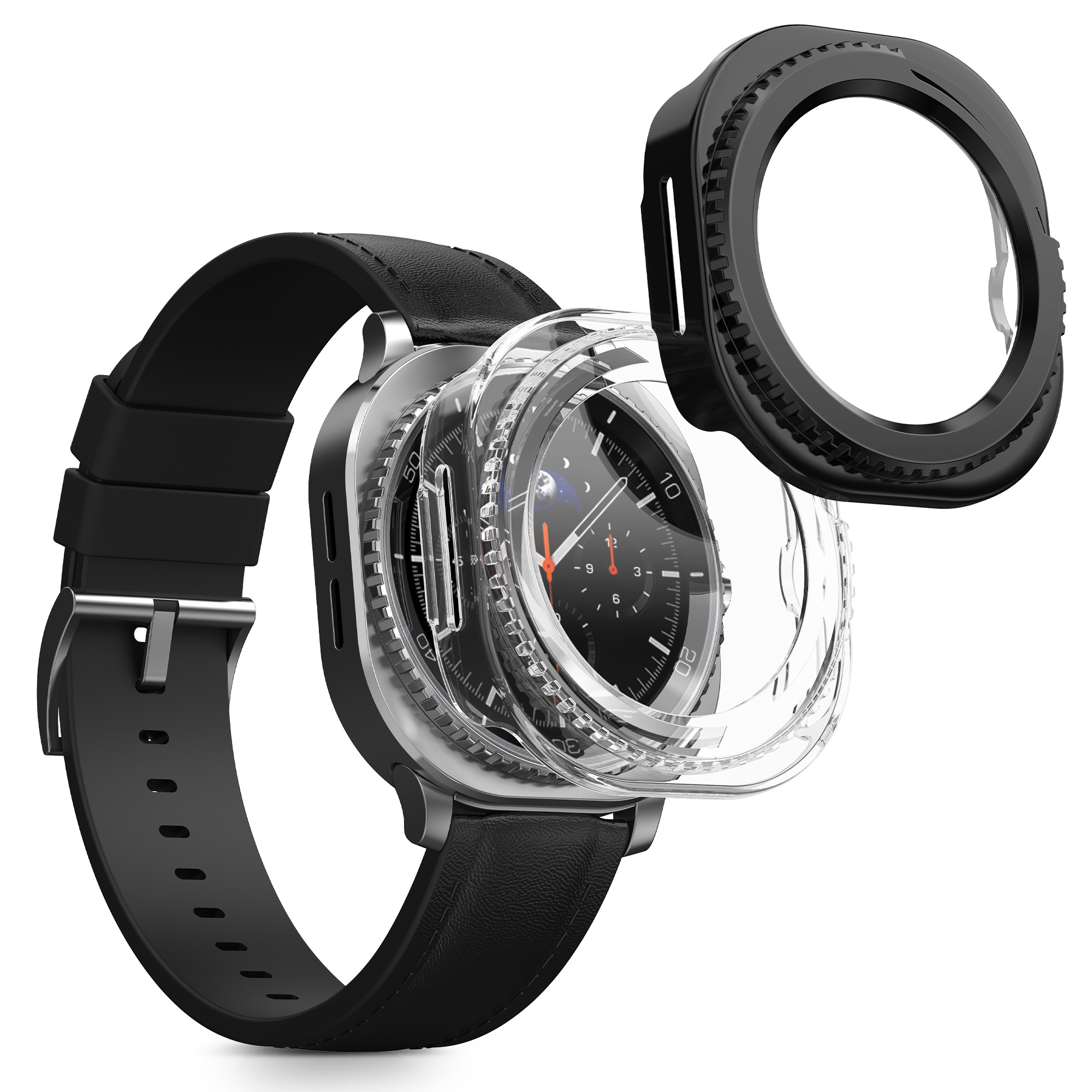 2x obal s ochranným sklem pro Samsung Galaxy Watch 8 Classic (46mm) kwmobile - transparentní / černá