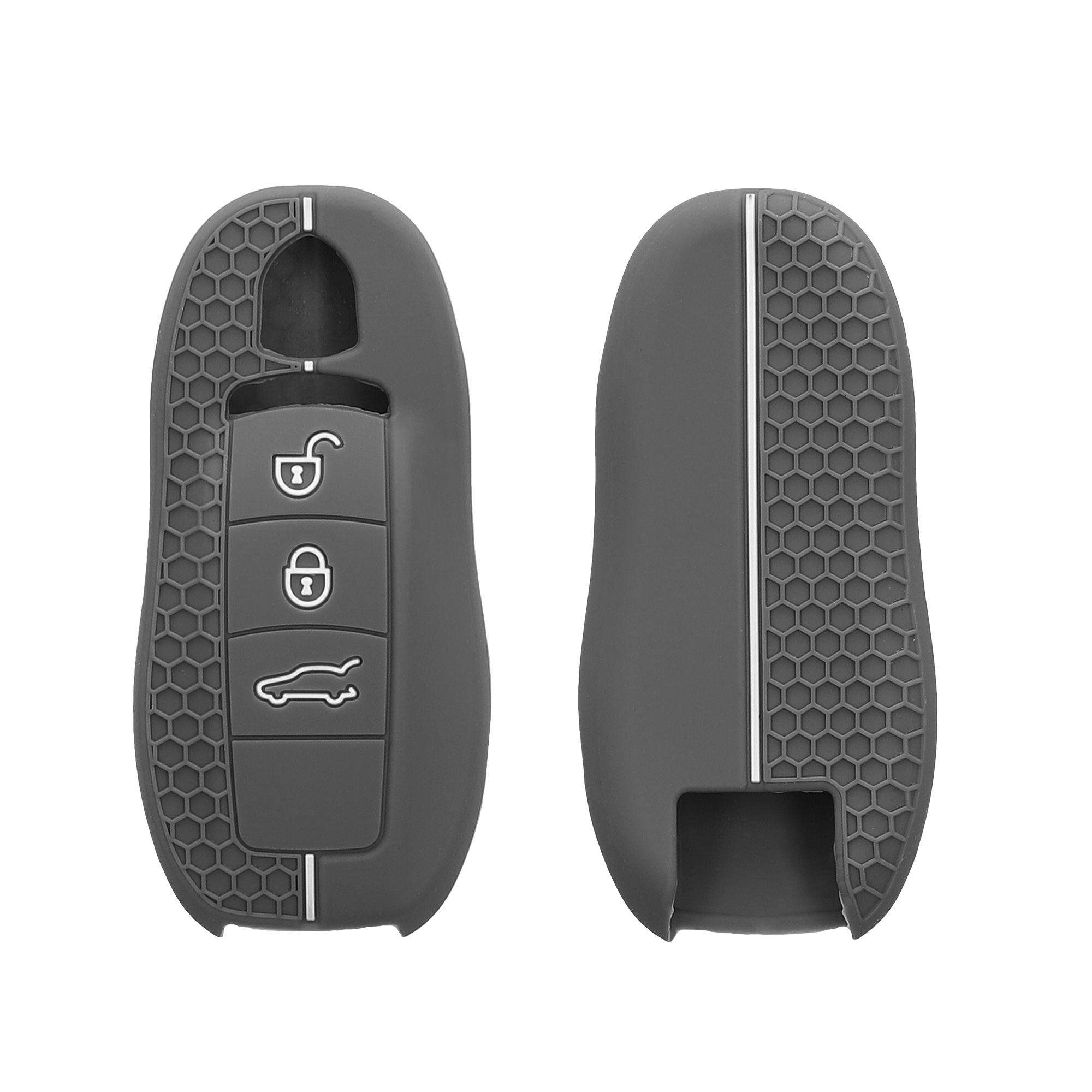 Obal na klíč od auta pro Porsche klíč se 3 tlačítky (only Keyless) kwmobile - šedá / bílá