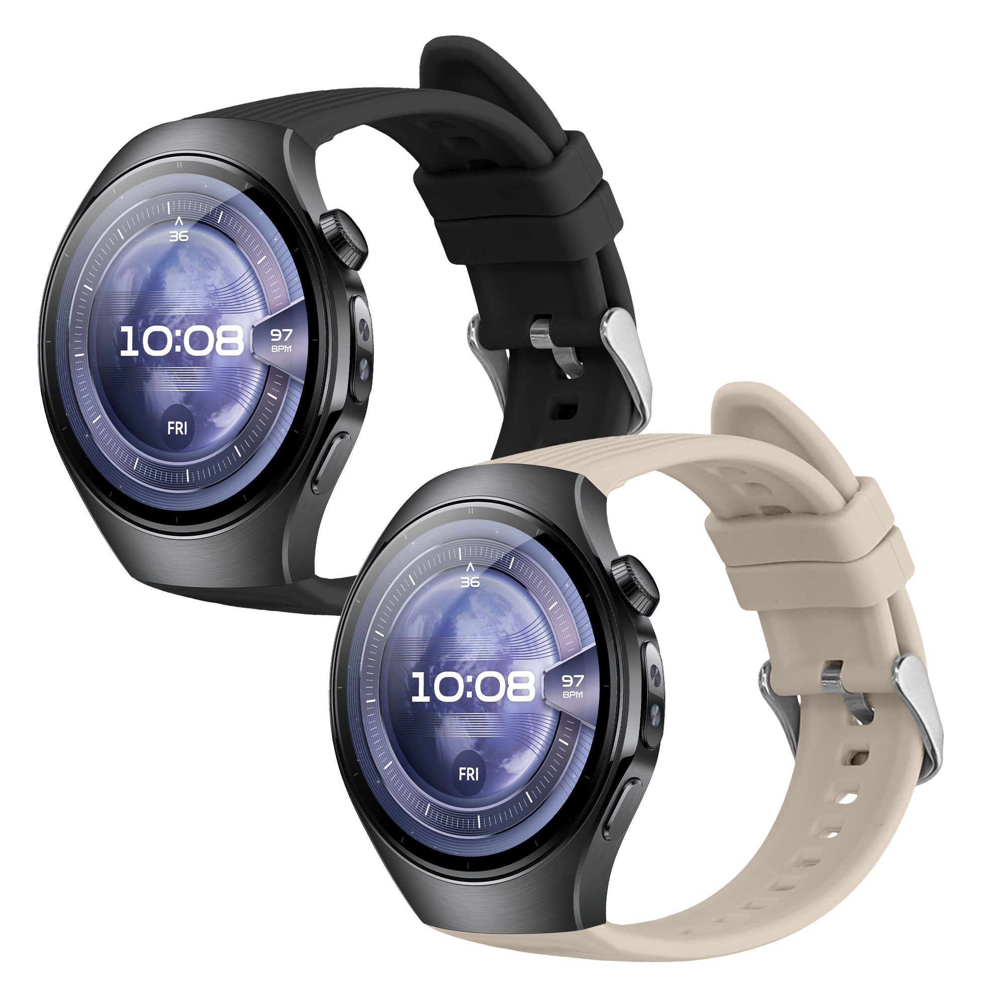Náhradní řemínky Huawei Watch 5 42mm sada 2 ks černá/béžová kwmobile