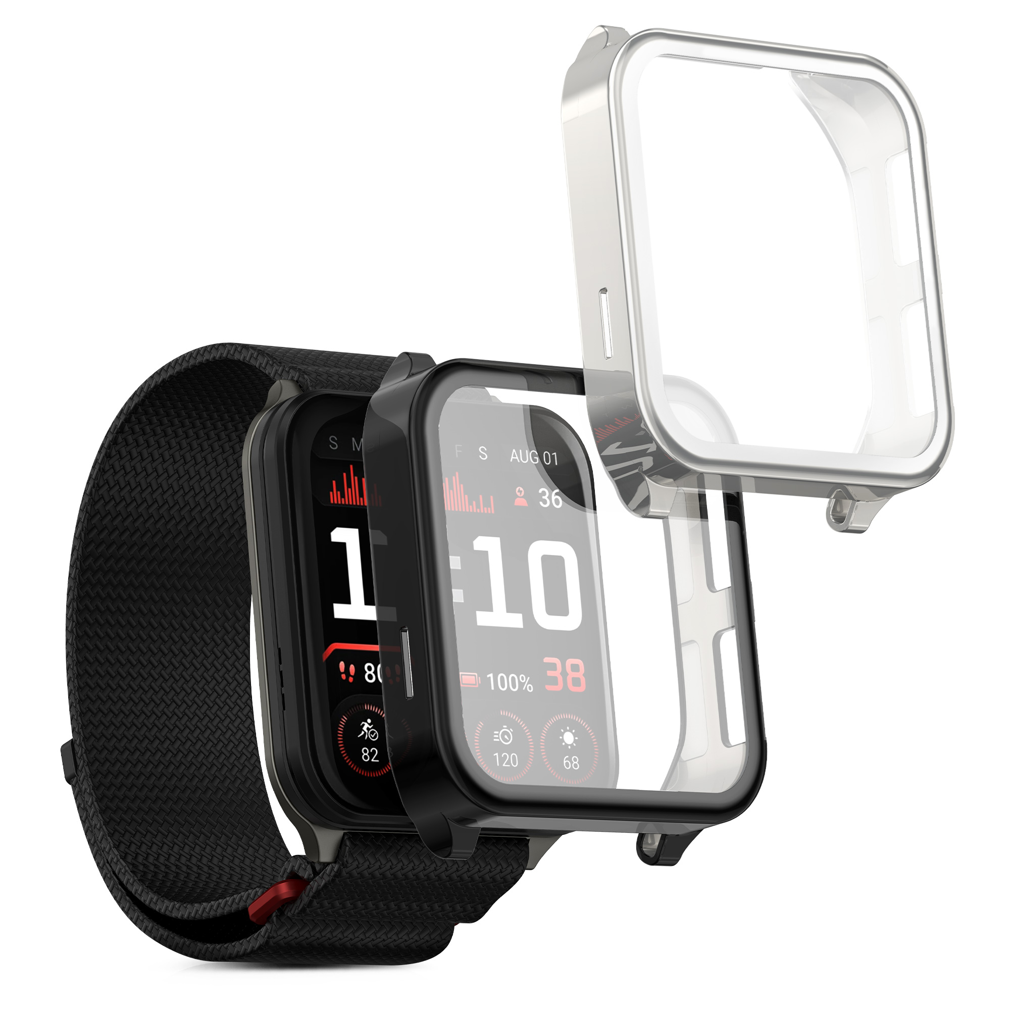 Kryt s ochranou displeje pro Garmin Venu X1, 2 ks kwmobile ‑ černá / stříbrná