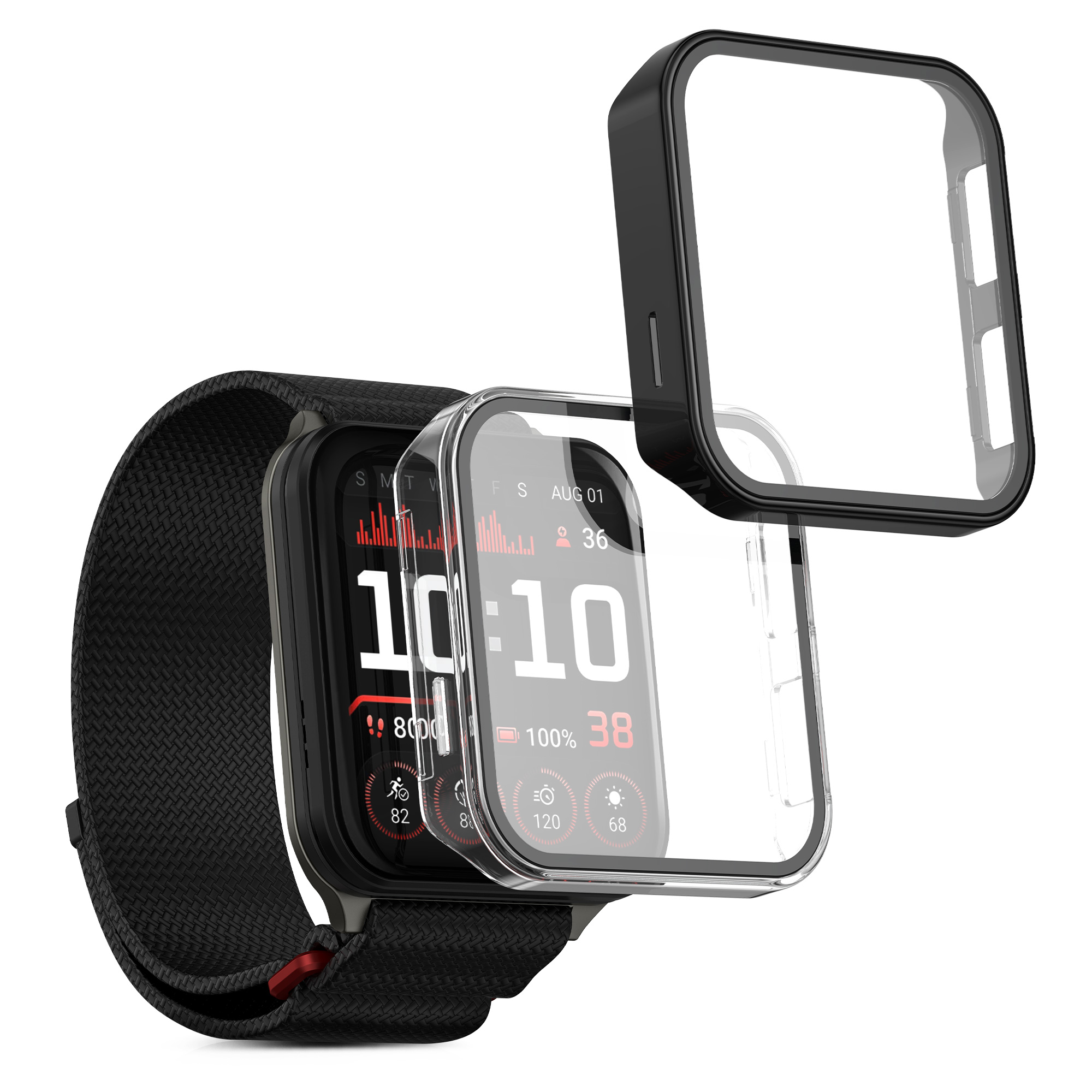 2 ks Ochranný kryt na hodinky kwmobile pro Garmin Venu X1 - transparentní / černá