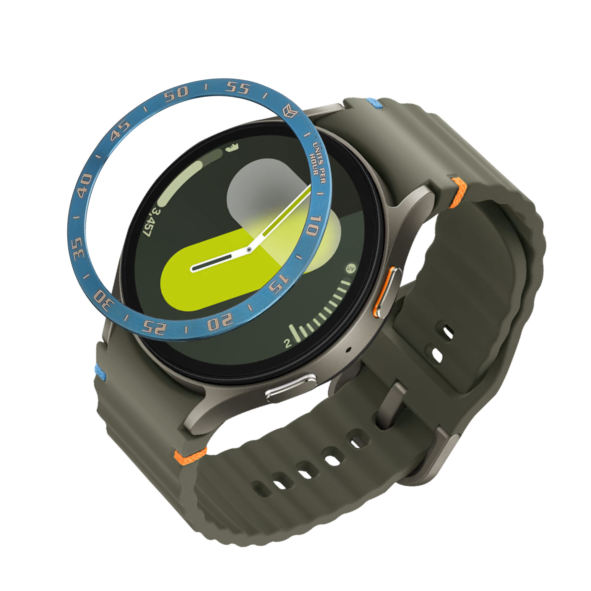 Ochranný rámeček pro Samsung Galaxy Watch 7 44mm kwmobile hliníkové - modrá / bílá