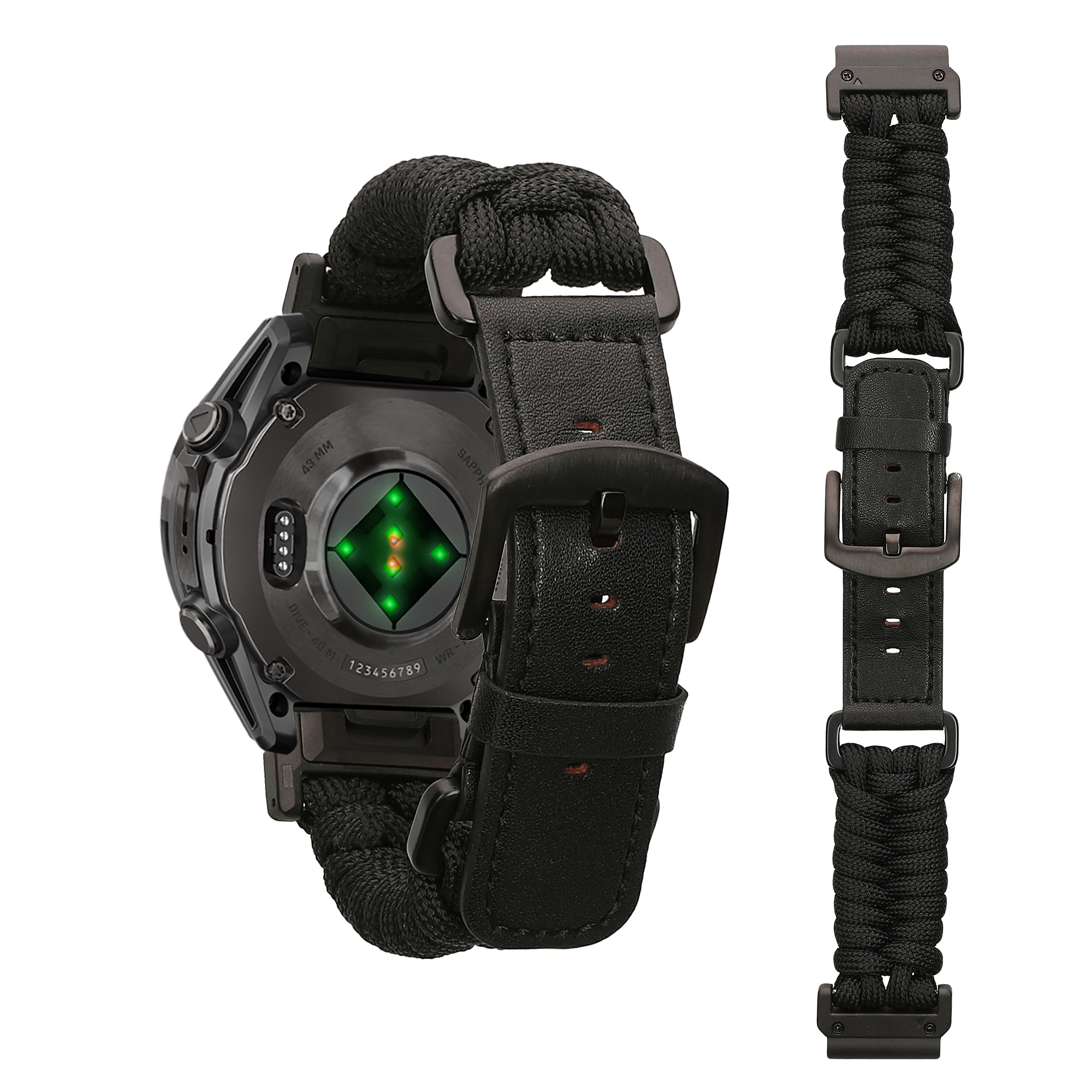 Řemínek Garmin 22mm Fenix 8 47mm/Tactix 8 47mm/Instinct 45mm... 22mm kwmobile nylon, kůže černý