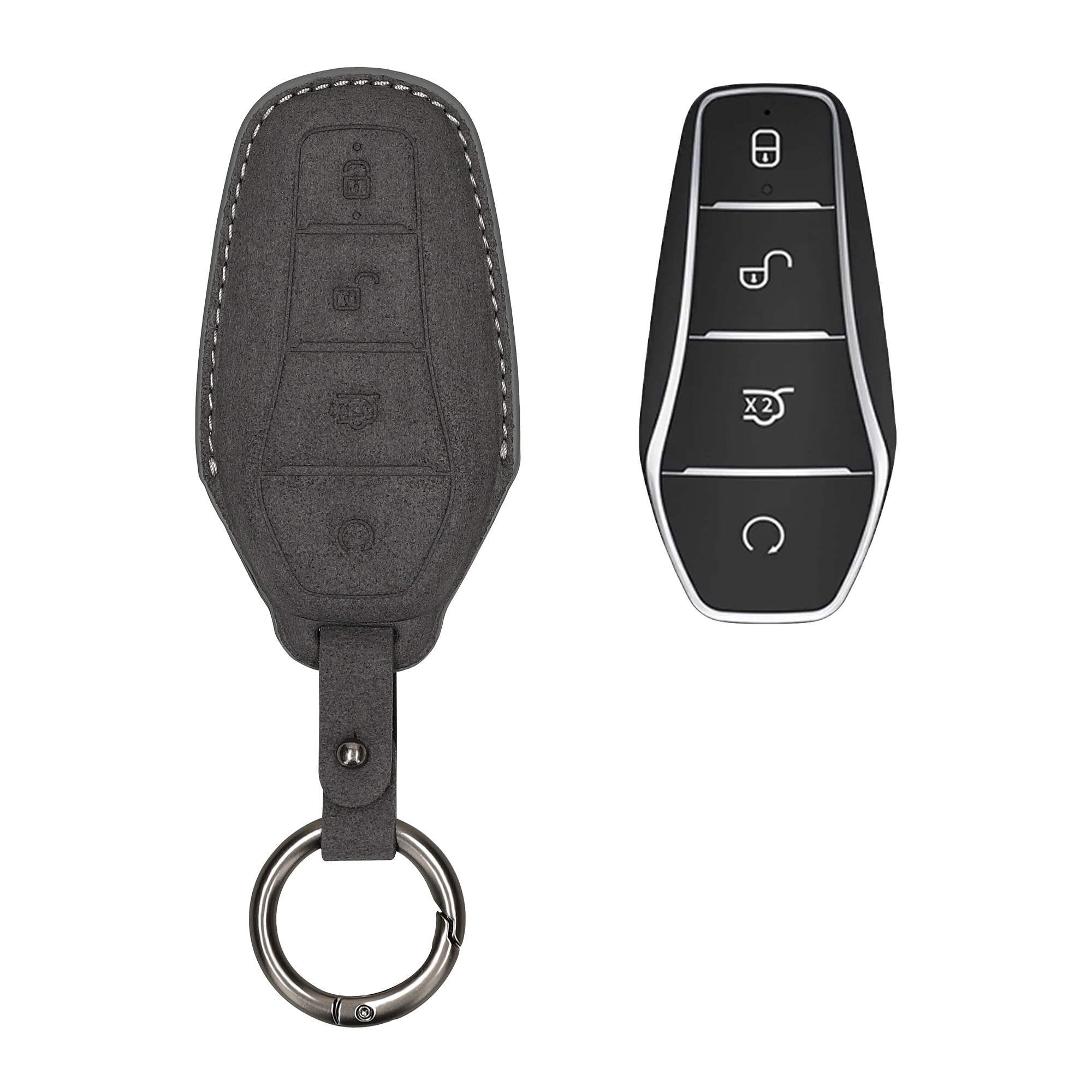 PU pouzdro na klíč od auta BYD Atto 3/Sealion/Han PU Leather tmavě šedé