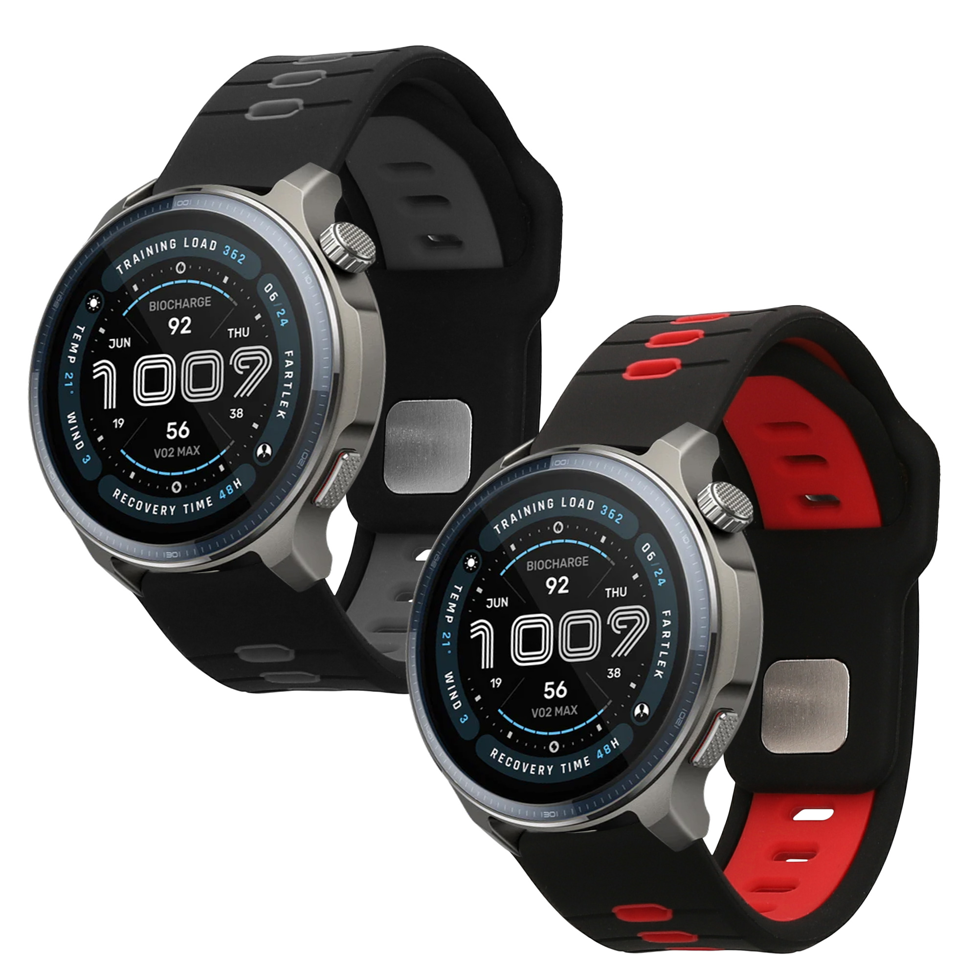 Řemínek 22mm Amazfit Bip 6/Bip 5 Unity/Bip 5/GTS 3/Balance 2... 22mm kwmobile TPU černý/šedý/černý/červený
