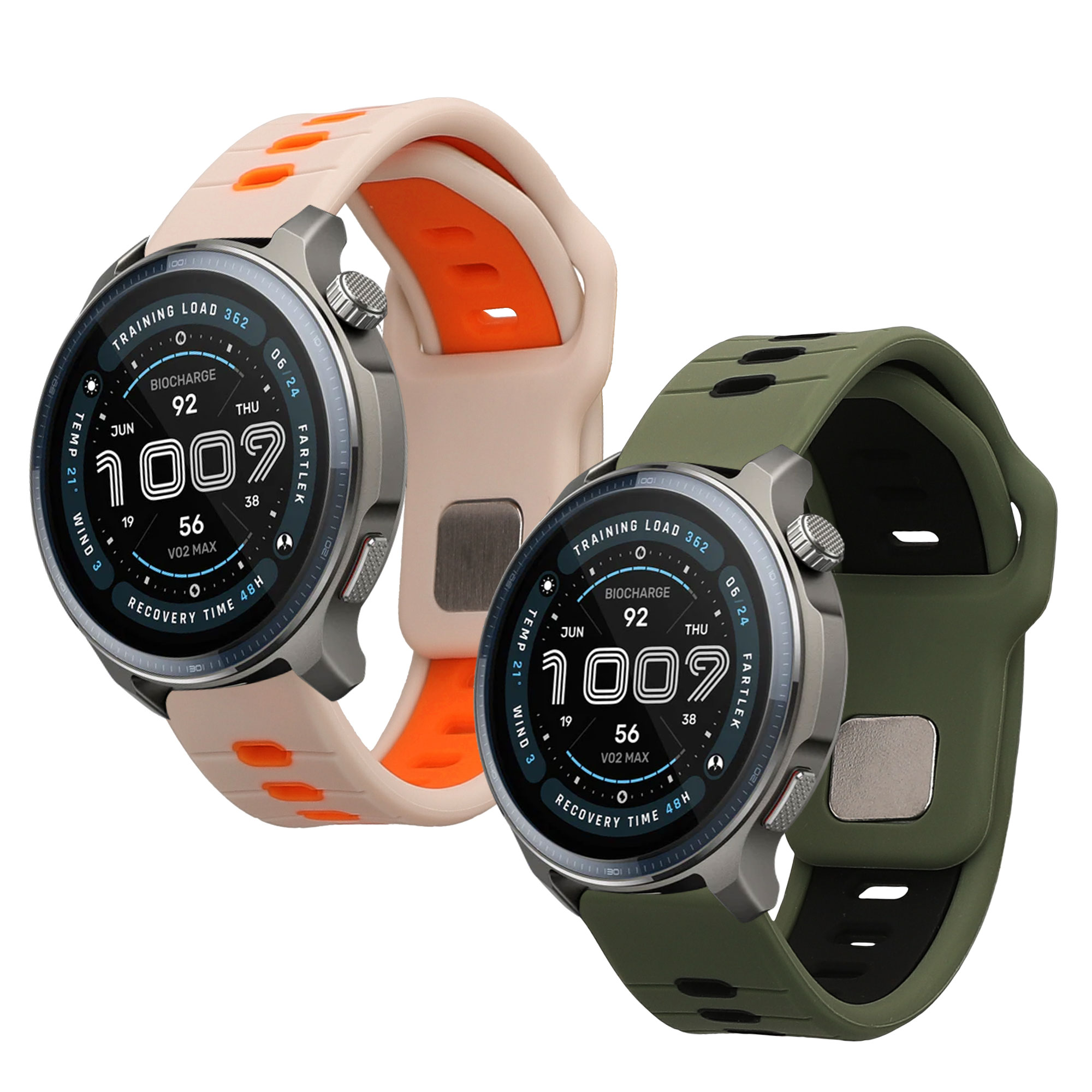 Řemínek 22mm Amazfit Bip 6/Bip 5 Unity/Bip 5/GTS 3/Balance 2... 22mm kwmobile TPU tmavě zelený/černý/bílý/oranžový