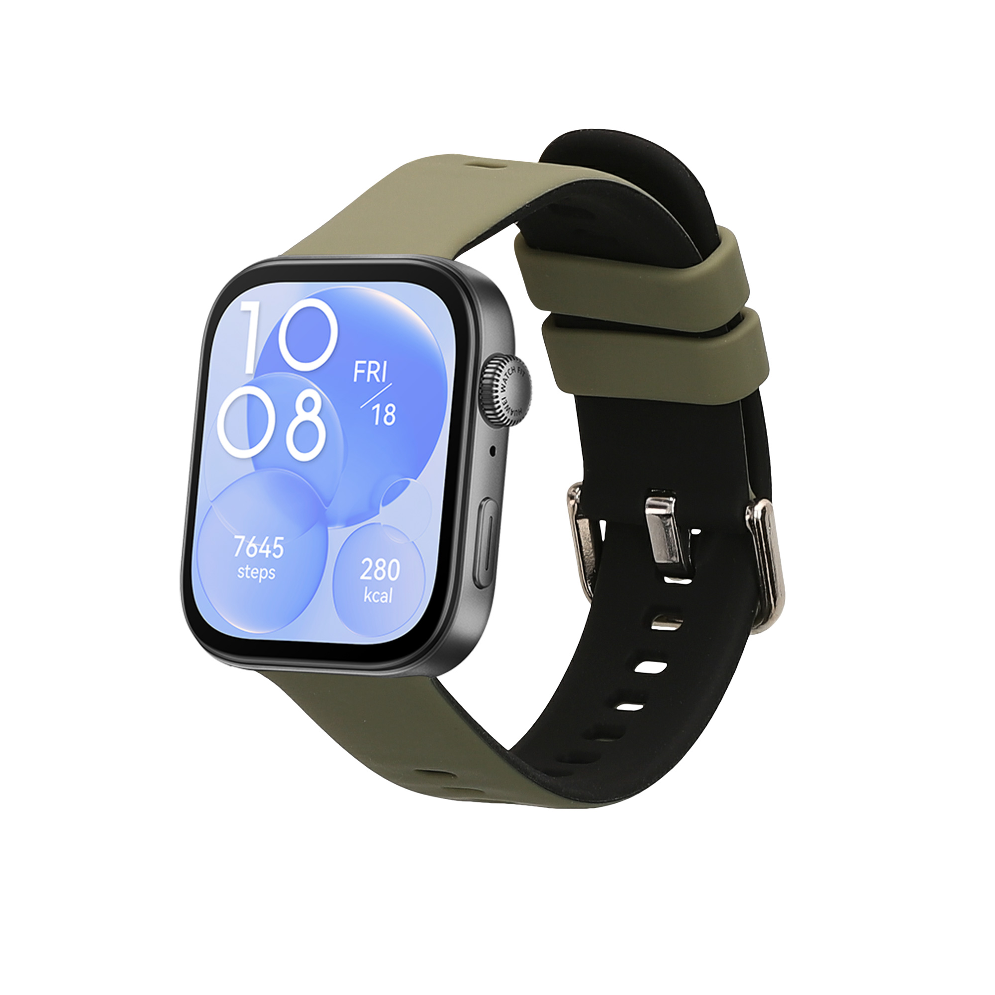 Náhradní řemínek Huawei Watch Fit 3 silikonový tmavě zelená/černá kwmobile