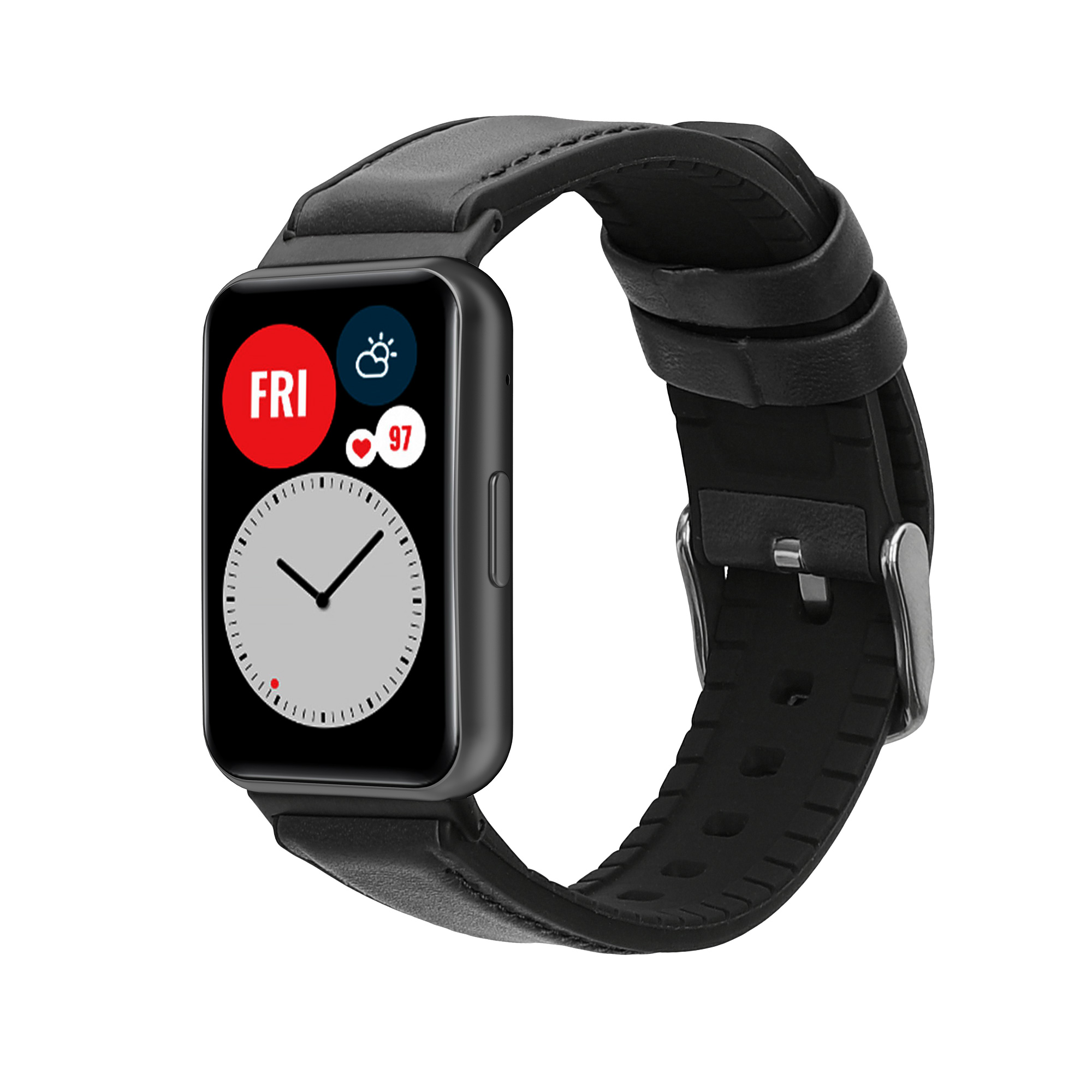 Kožený řemínek Huawei Watch Fit 2 černá kwmobile