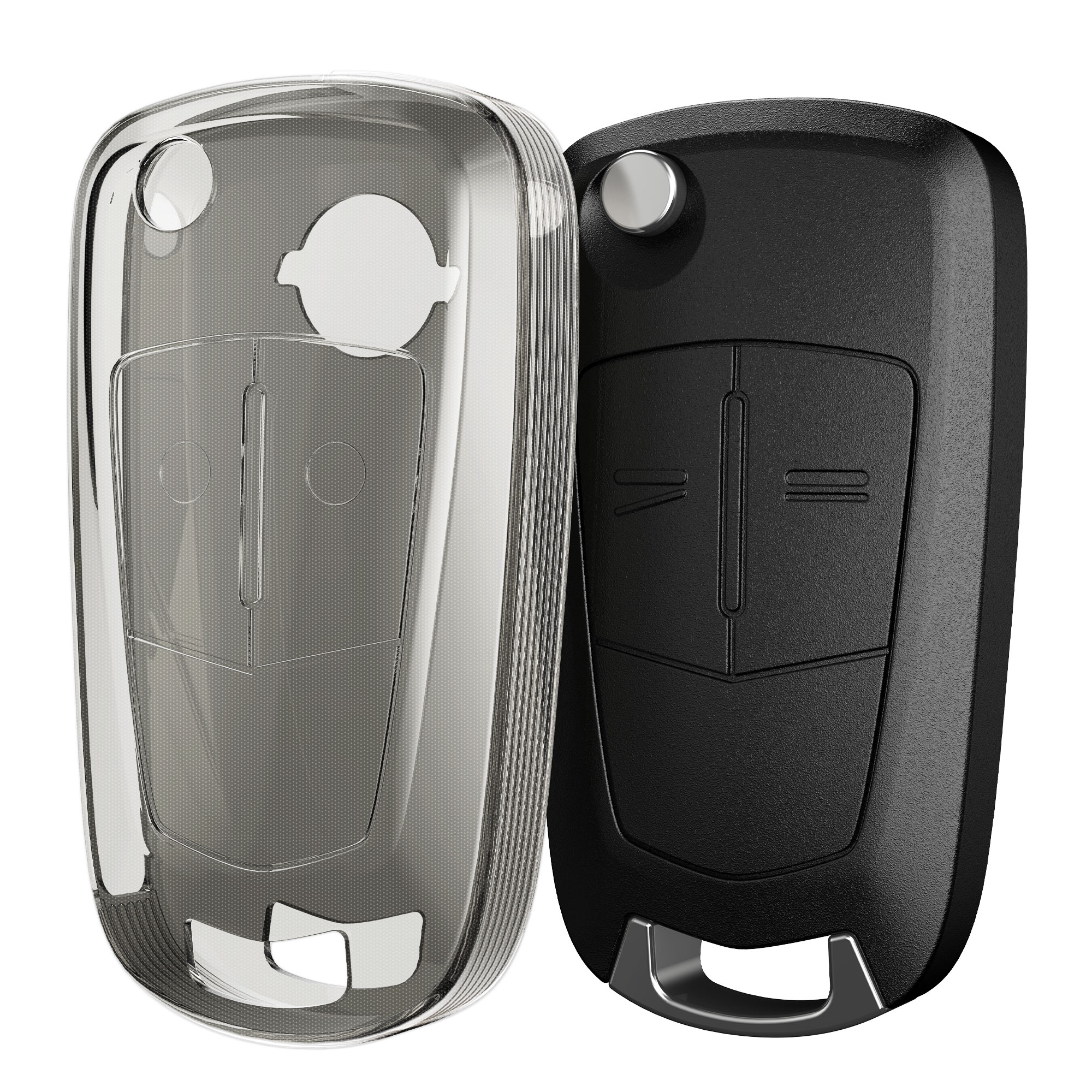 Pouzdro na klíč od auta kwmobile pro Vauxhall (Opel) 2 Button Car Flip Key, černá / transparentní