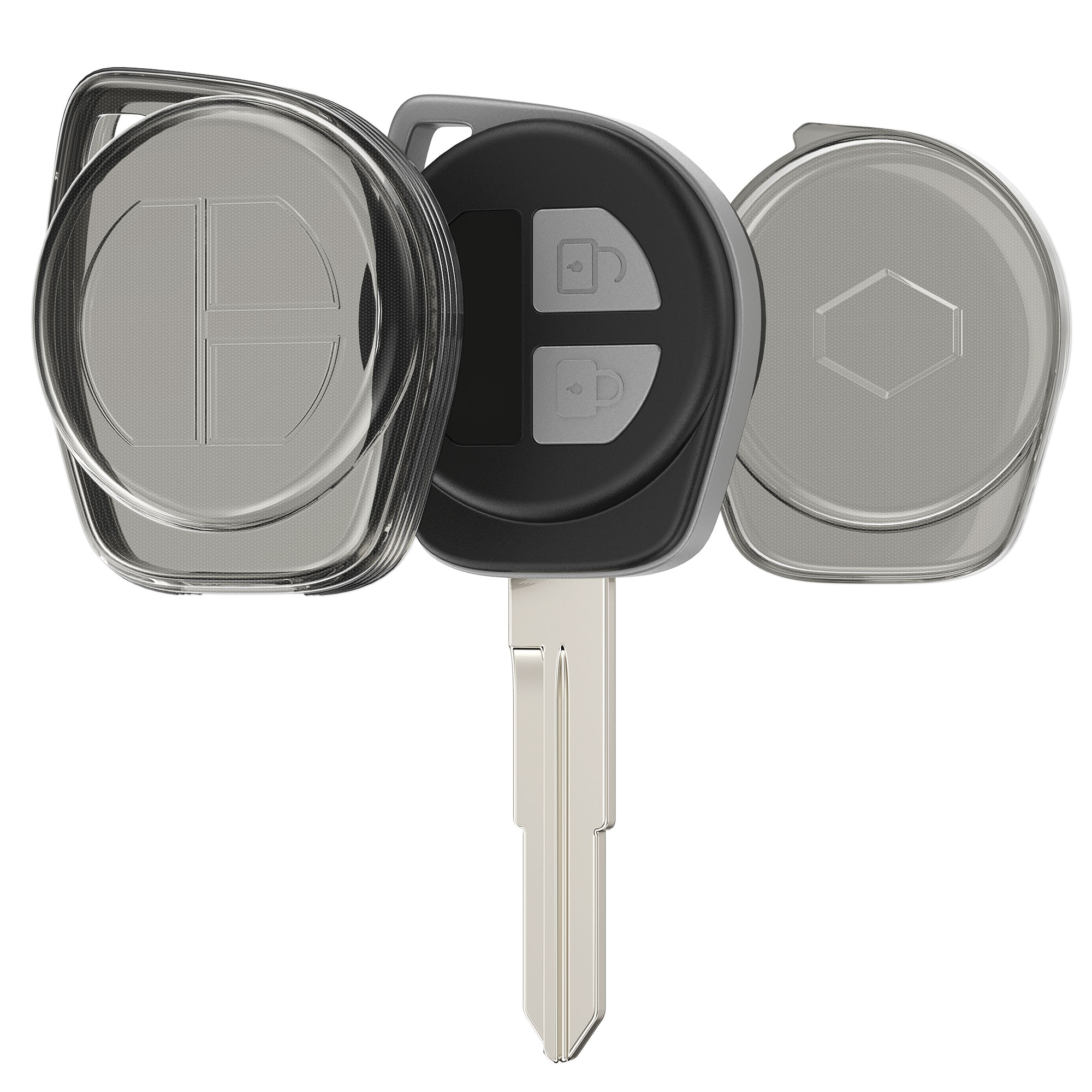 Pouzdro na klíč od auta Suzuki 2 Button Car Key Smart Key only kwmobile - černá / transparentní