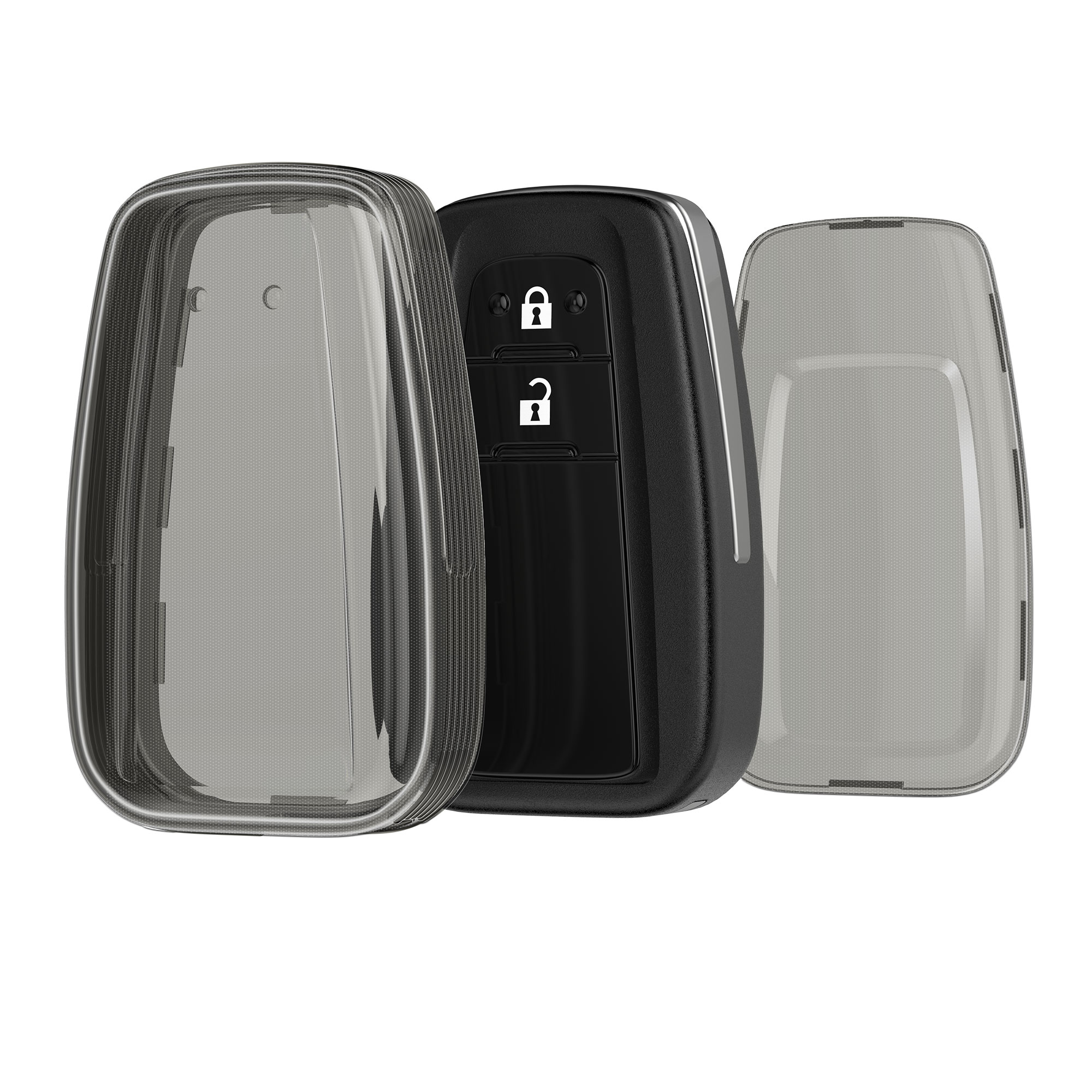 Pouzdro na klíč od auta Toyota 2 Button Car Key Smart Key kwmobile - černá/transparentní