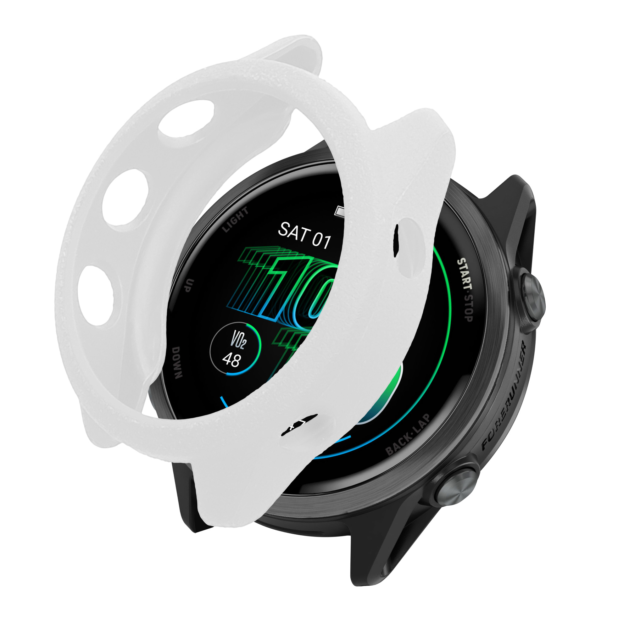 Pouzdro na chytré hodinky s ochranou hran pro Garmin Forerunner 570 42mm kwmobile TPU - bílá