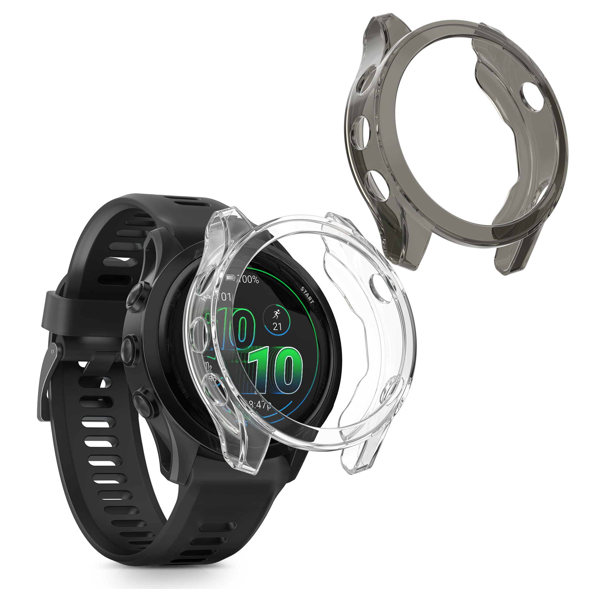 Silikonový rámeček Garmin Forerunner 570 42mm kwmobile 2 ks černá / tran
