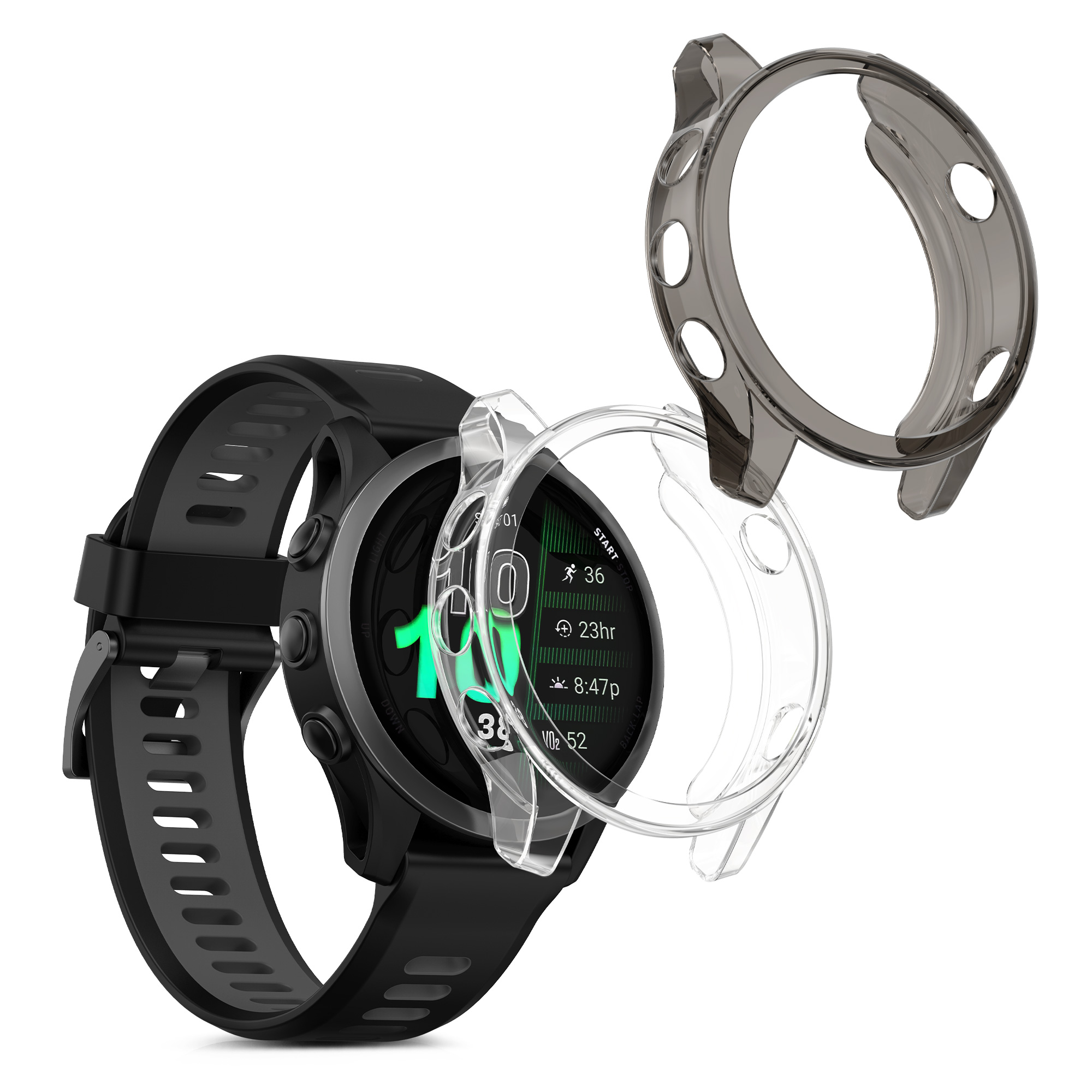 Kryt rámečku pro Garmin Forerunner 970 47 mm, 2 ks kwmobile ‑ černá / čirá