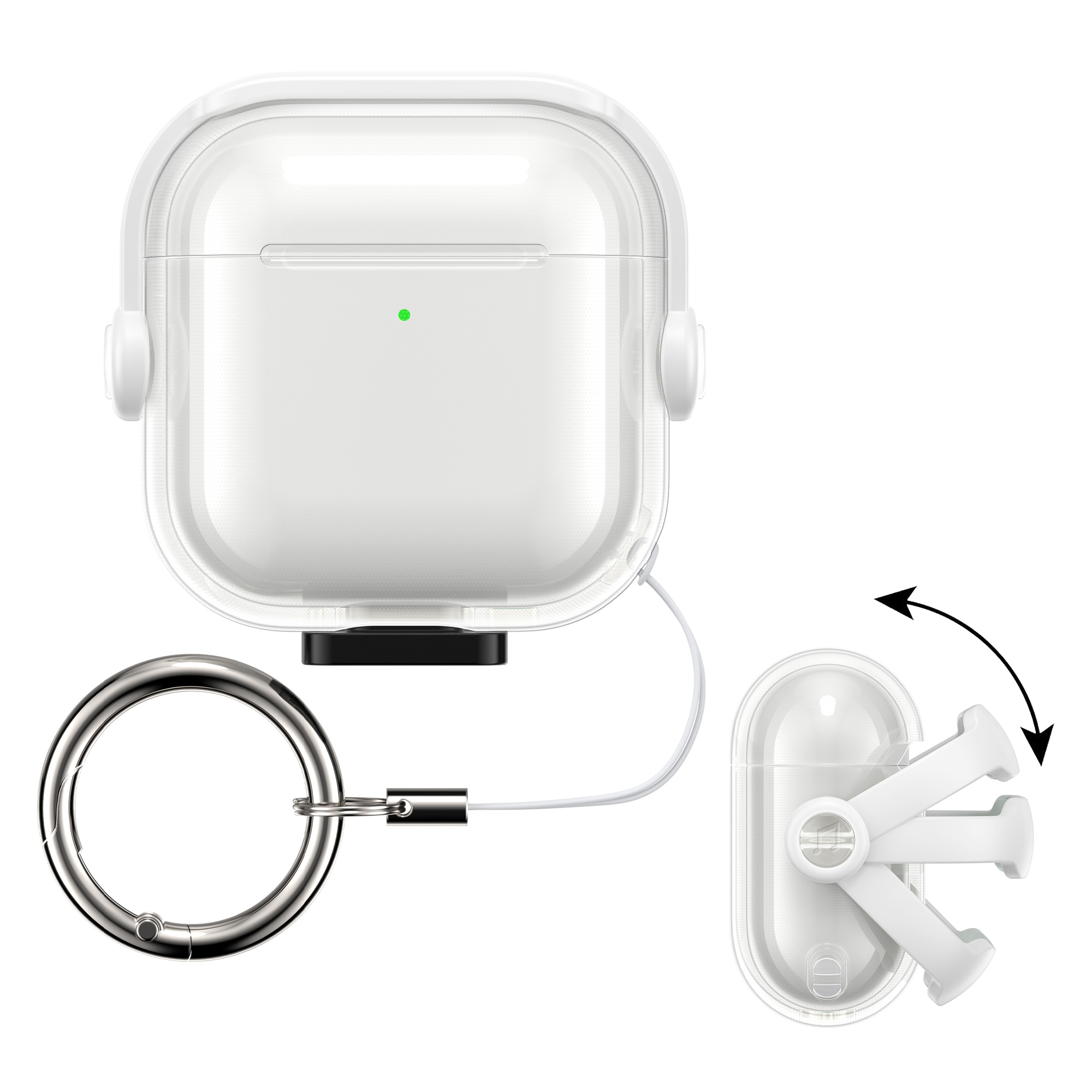 Transparentní pouzdro na sluchátka pro Apple Airpods 4 kwmobile se stojánkem TPU
