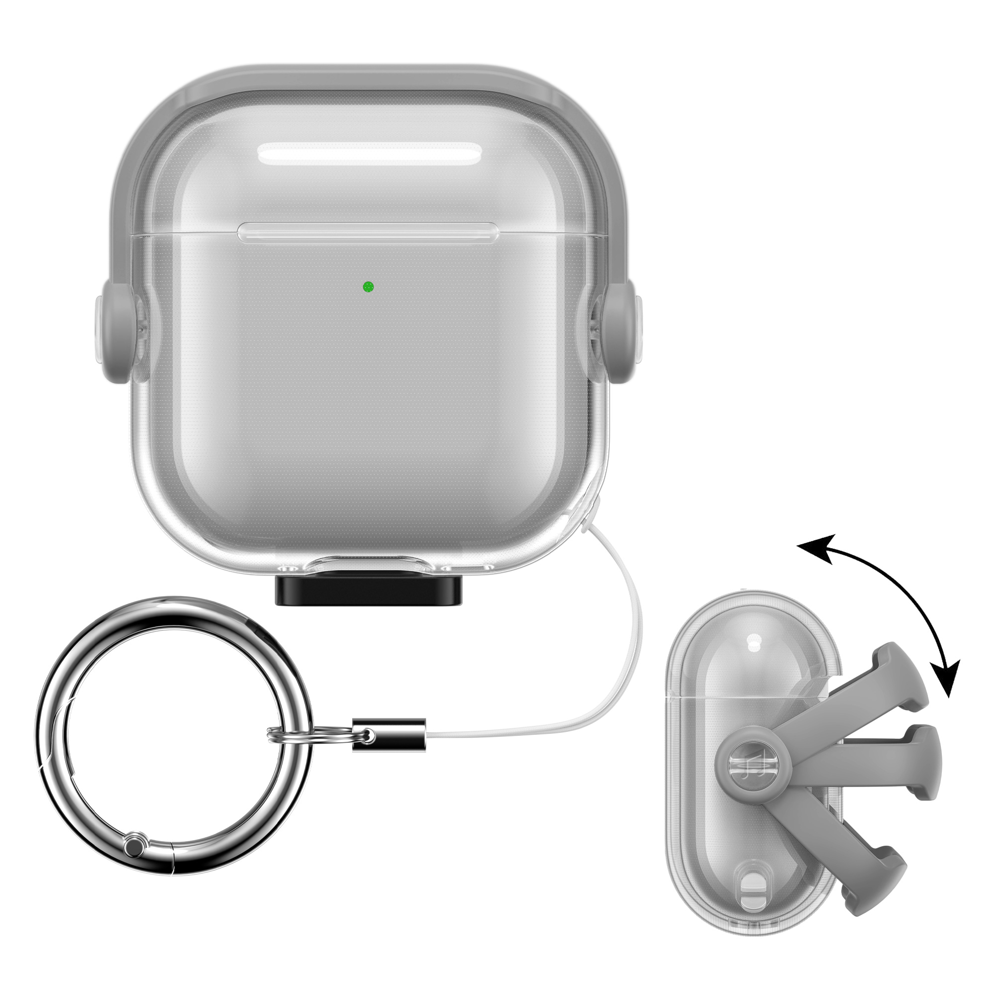 Transparentní pouzdro na sluchátka pro Apple Airpods 4 kwmobile se stojánkem TPU - černá / transparentní