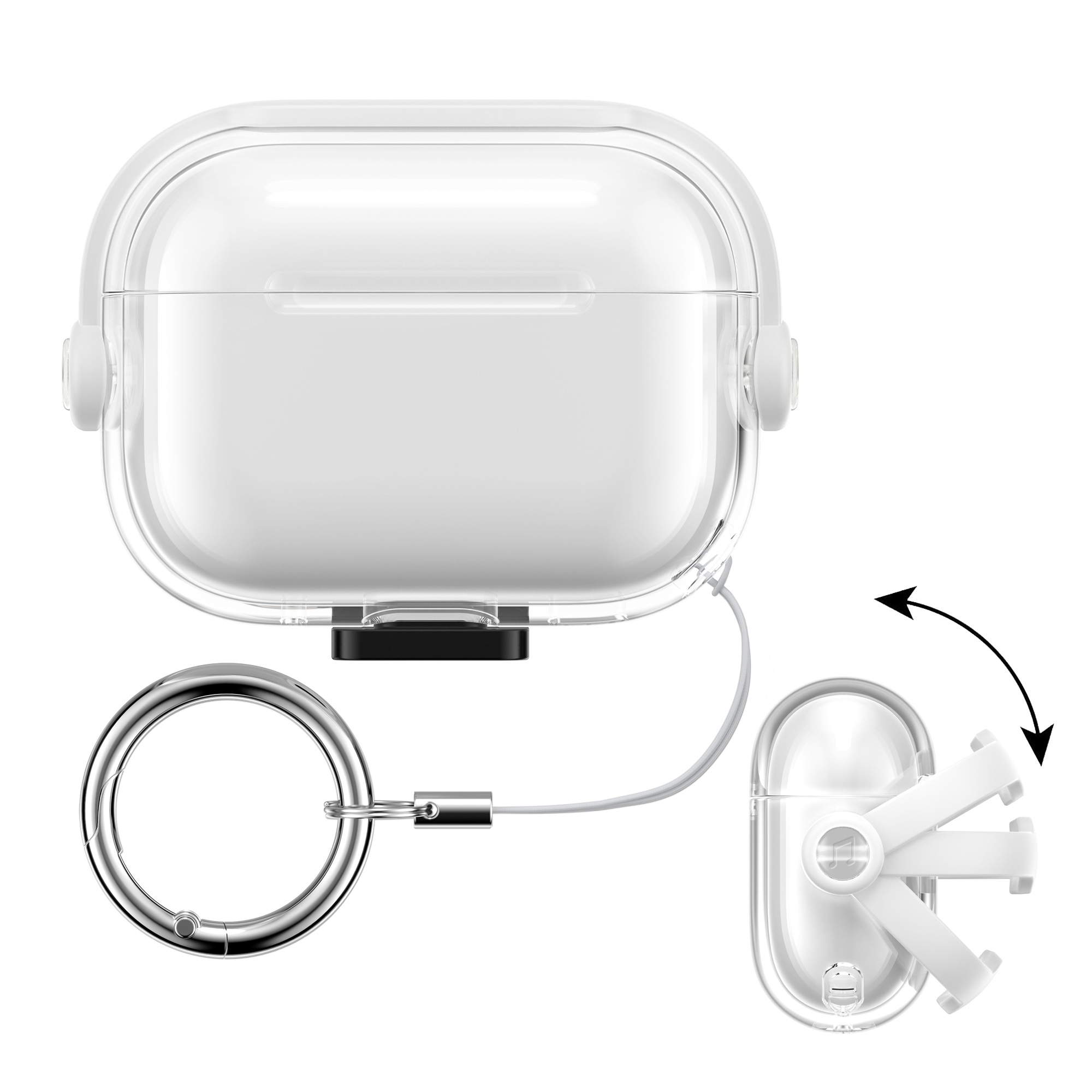 Transparentní pouzdro na sluchátka pro Apple Airpods Pro 2 / Pro 1 kwmobile se stojánkem TPU