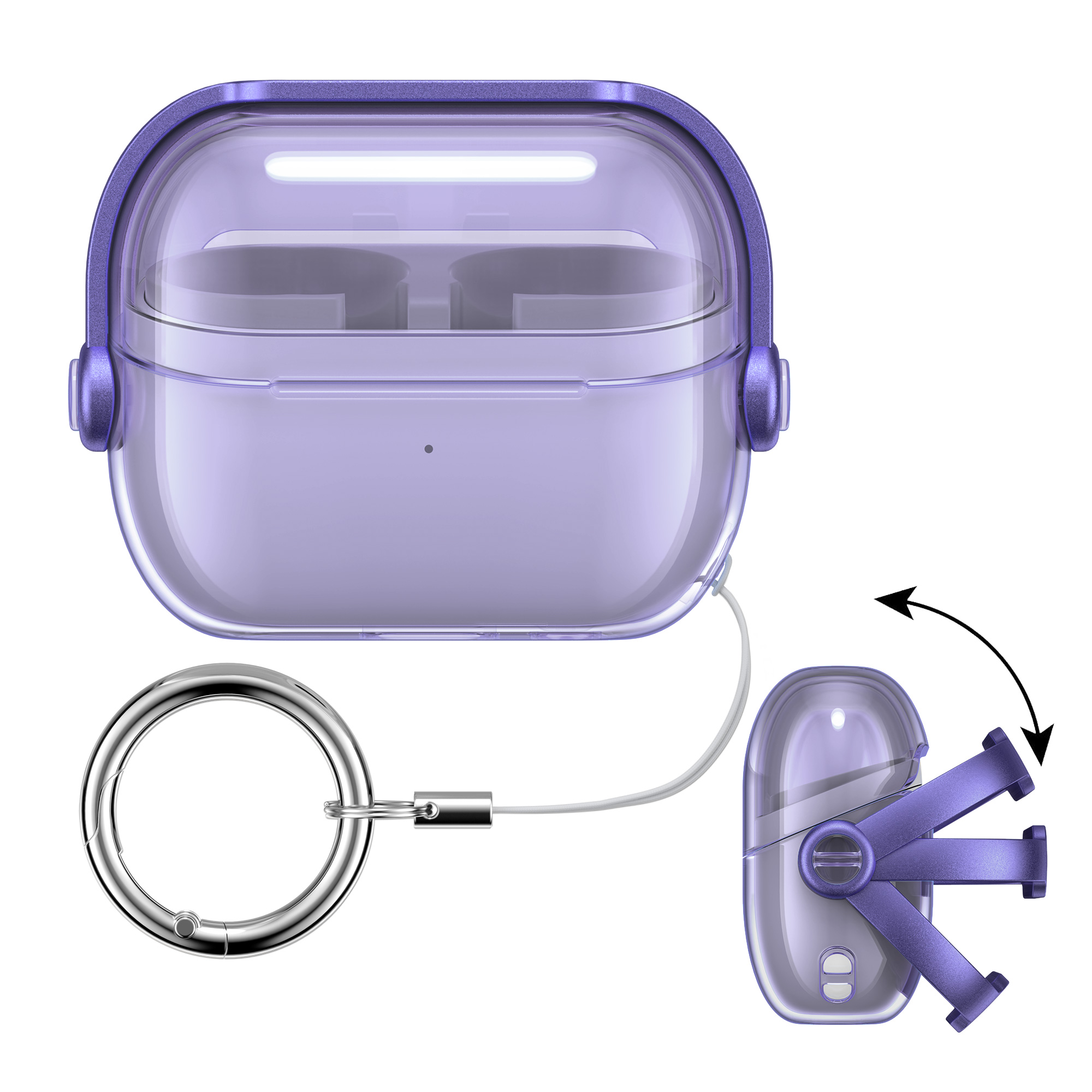 Transparentní pouzdro na sluchátka pro Samsung Galaxy Buds 3 / Galaxy Buds 3 Pro kwmobile se stojánkem TPU - levandulová / transparentní