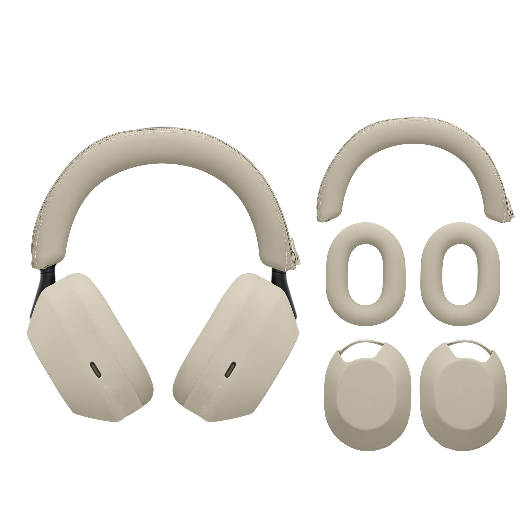 3v1 silikonové pouzdro na sluchátka pro Sony WH-1000XM5 kwmobile - béžová