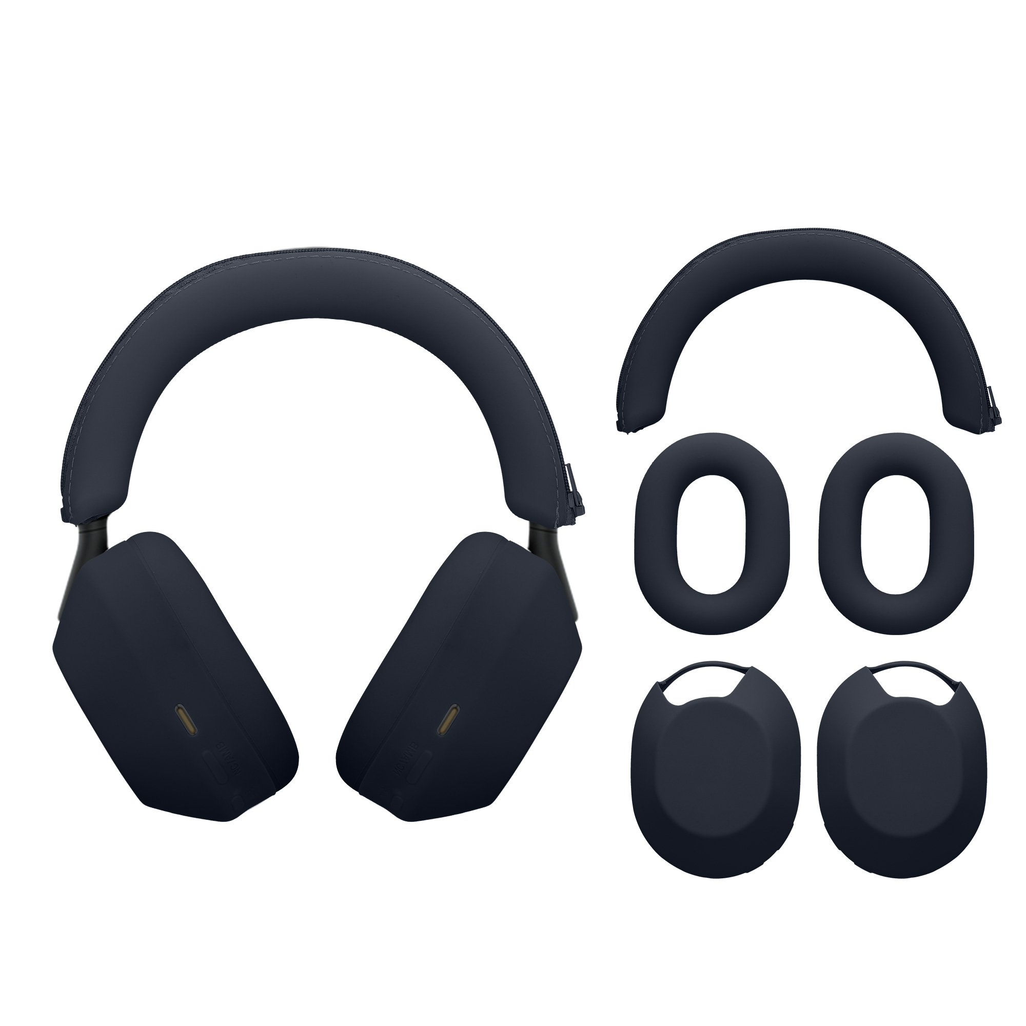 3v1 silikonové pouzdro na sluchátka pro Sony WH-1000XM5 kwmobile - tmavě modrá