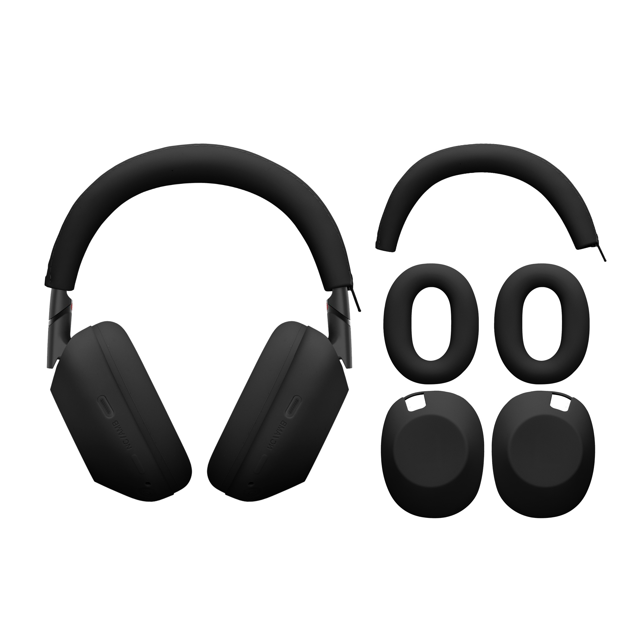 3v1 silikonové pouzdro na sluchátka pro Sony WH-1000XM6 kwmobile - černá