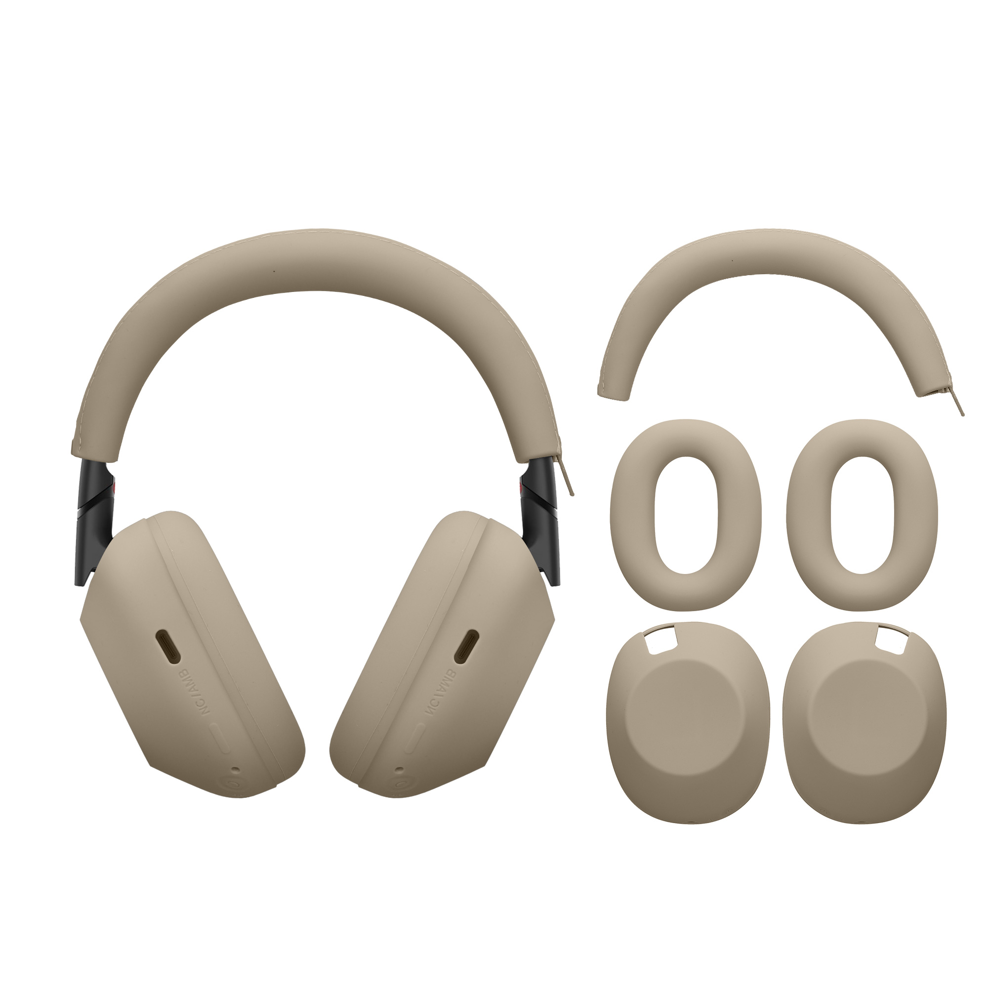 3v1 silikonové pouzdro na sluchátka pro Sony WH-1000XM6 kwmobile - stříbrná