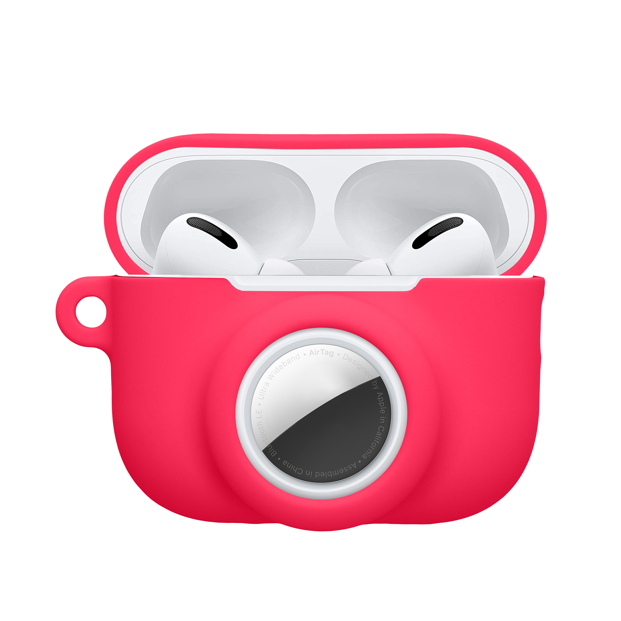 Obal pro Apple Airpods Pro 3 kwmobile s karabinou silikonové - neonově růžová